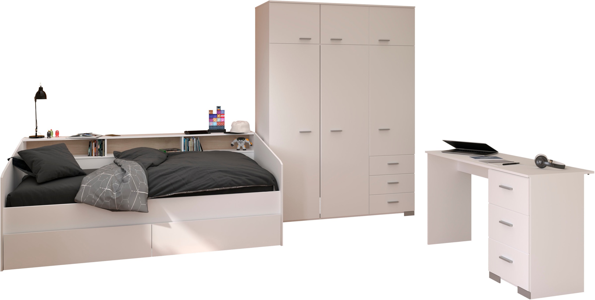 Parisot Jugendzimmer-Set »Sleep 42«, (Set, 4 tlg.), Rückwände der Fächer am Bett drehbar