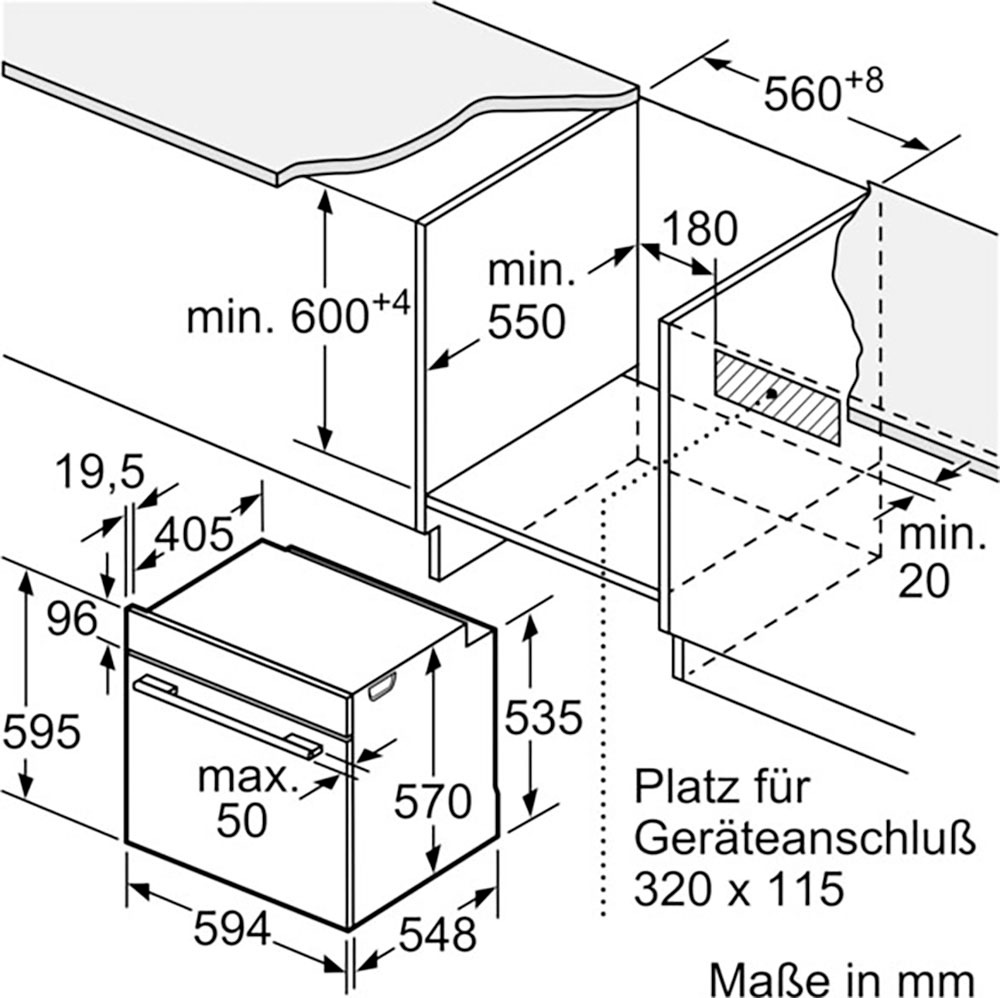 Constructa Backofen-Set »CX5PM801«, mit Teleskopauszug nachrüstbar, Pyrolyse-Selbstreinigung