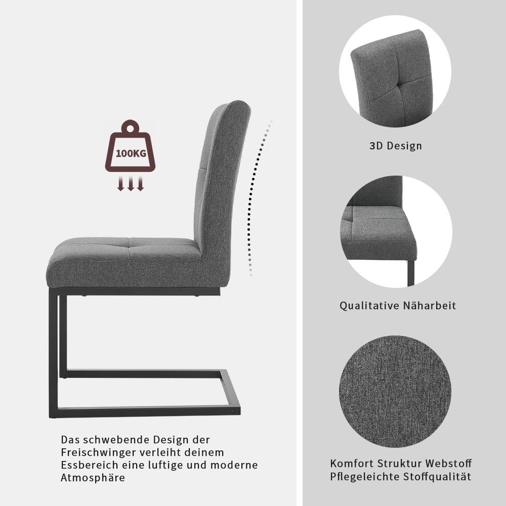 Home affaire Freischwinger »Geranie«, Vintage, mit 3D-Steppung, robustes Gestell, hochwertiger Stoff