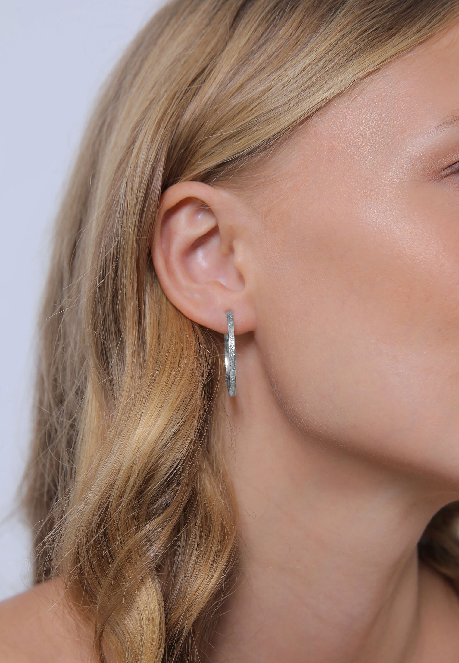 Elli Paar Creolen »Ohrringe Creolen Stecker Struktur Gehämmert 925 Silber«