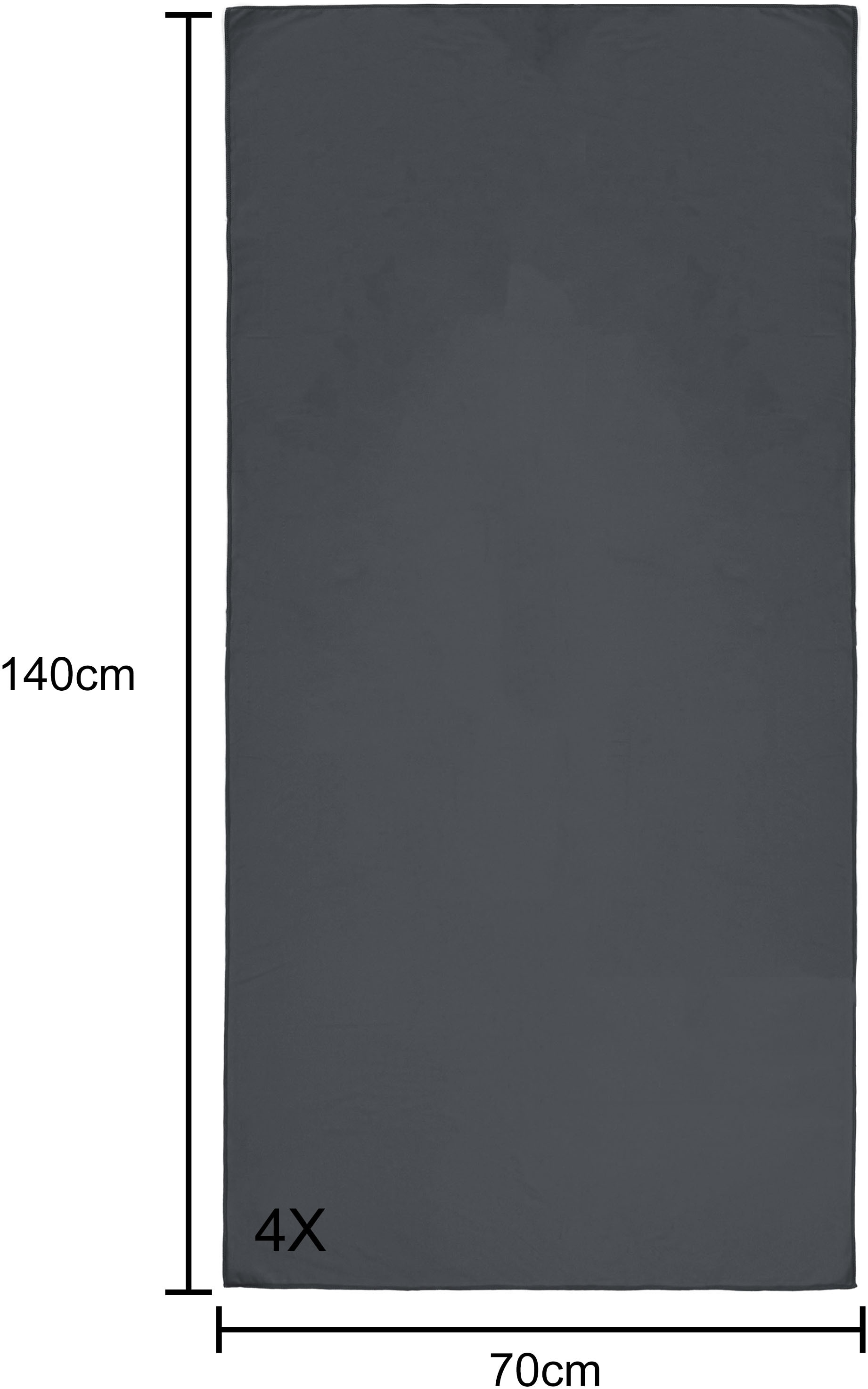 my home Reisehandtuch »Xavi, 4 x 70x140cm ideal als Sporthandtuch, Reisehandtuch«, (4 St.), als Serie und Set, sehr leicht, kompakt, schnelltrocknend, Mikrofaser