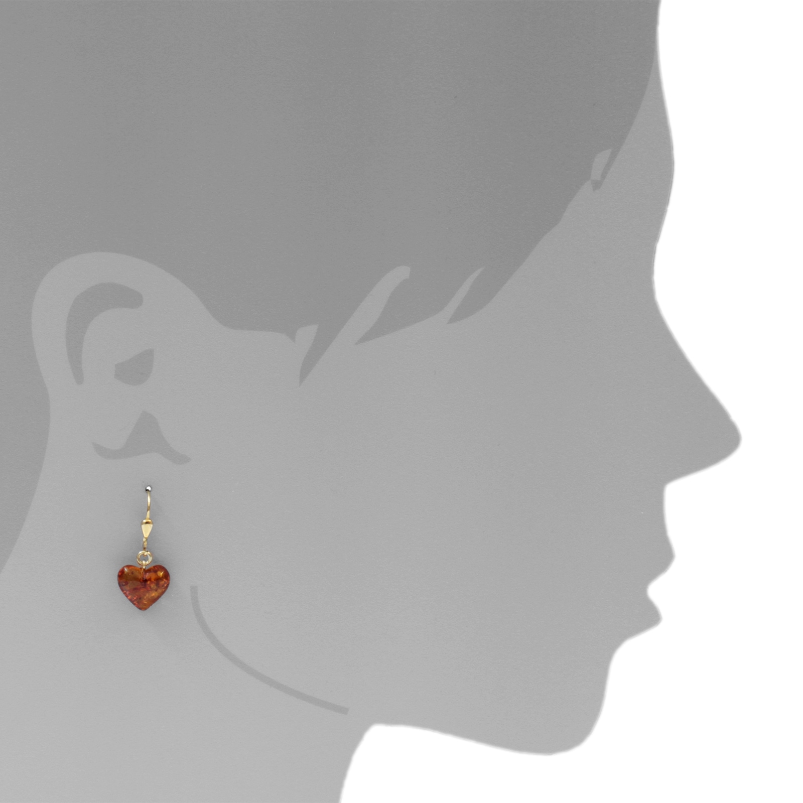 OSTSEE-SCHMUCK Paar Ohrhänger »- Herz 11 mm - Gold 333/000 - Bernstein«