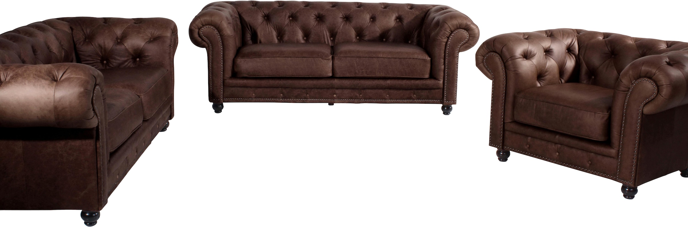 Max Winzer® Chesterfield-Sessel »Old England, Loungesessel, bequem, mit tollen Details«, Ledersessel mit Knopfheftung & Ziernägeln