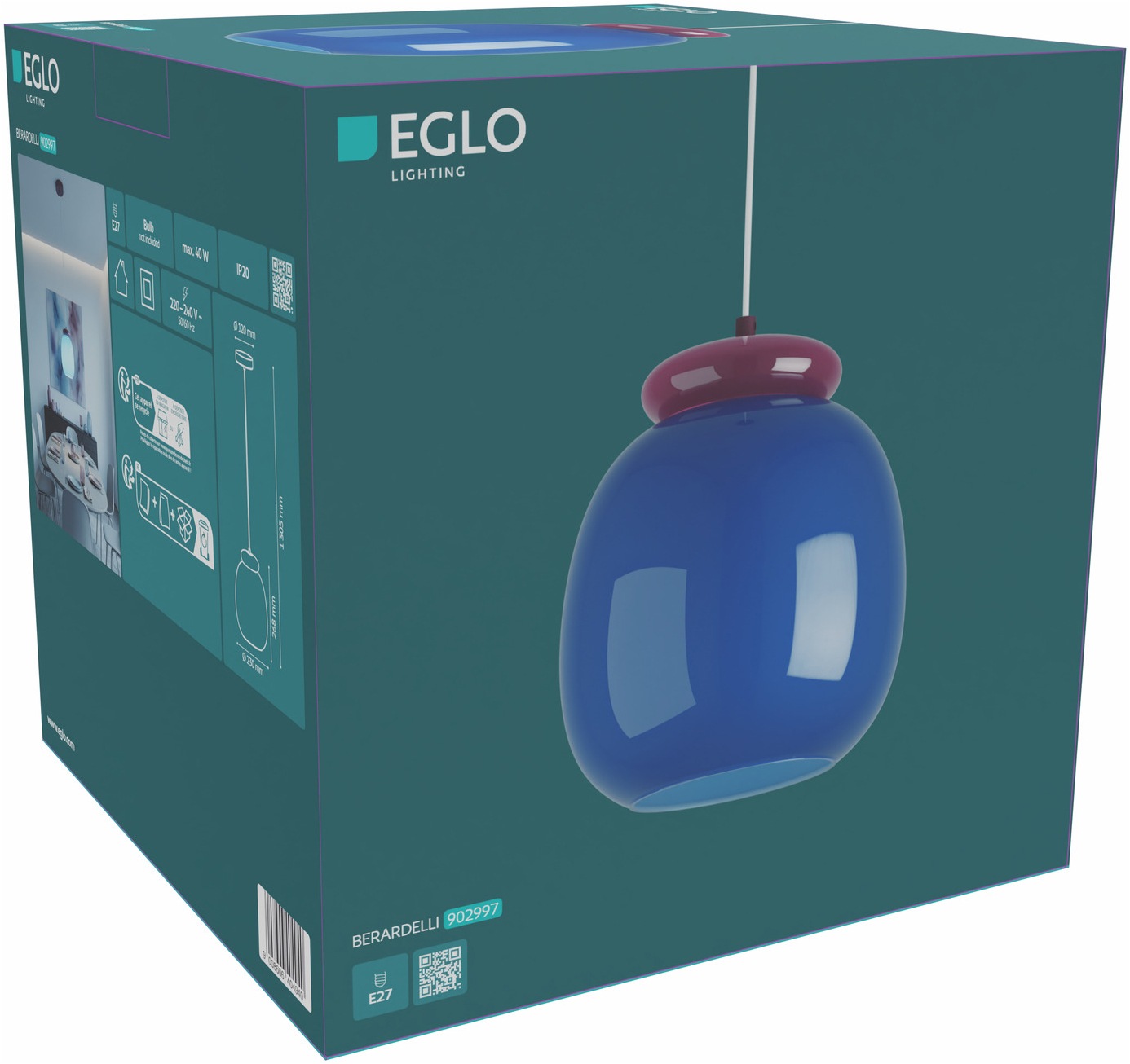 EGLO Hängeleuchte »BERARDELLI« E27 1 Stk. Hängelampe, Pendelleuchte, Wohnzimmer