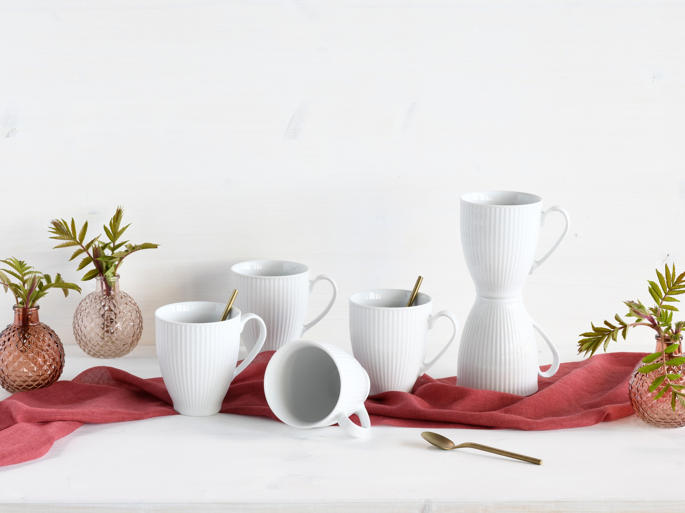 CreaTable Becher »Valencia Weiß, Kaffeebecher, 6-tlg.« Elegant, Boho Chic
