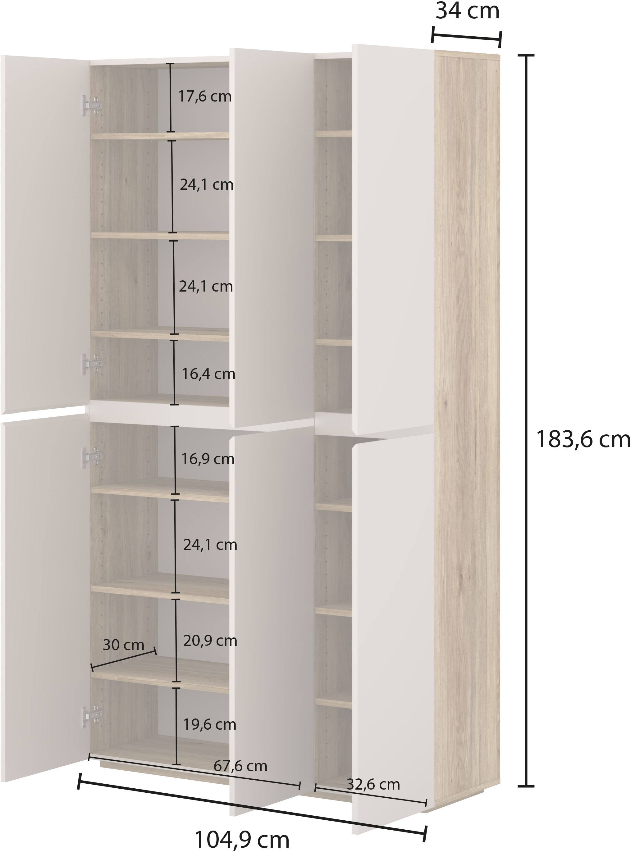 INOSIGN Schuhschrank »Criss moderner Griffloser Stauschrank, Allzweckschrank, Schuhkommode« Mehrzweckschrank,Breite 105 cm, inclusive 12 verstellbare Einlegeböden