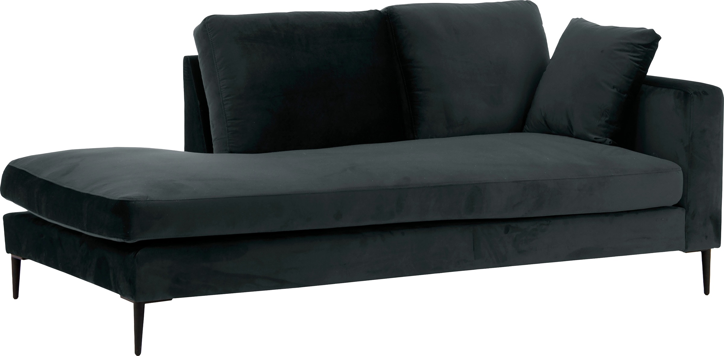 Leonique Recamiere »Cozy Chaiselongue, Maße B/T/H: 195/97/80 cm«, mit losen Kissen und Metallbeinen, Armlehne links oder rechts wählbar