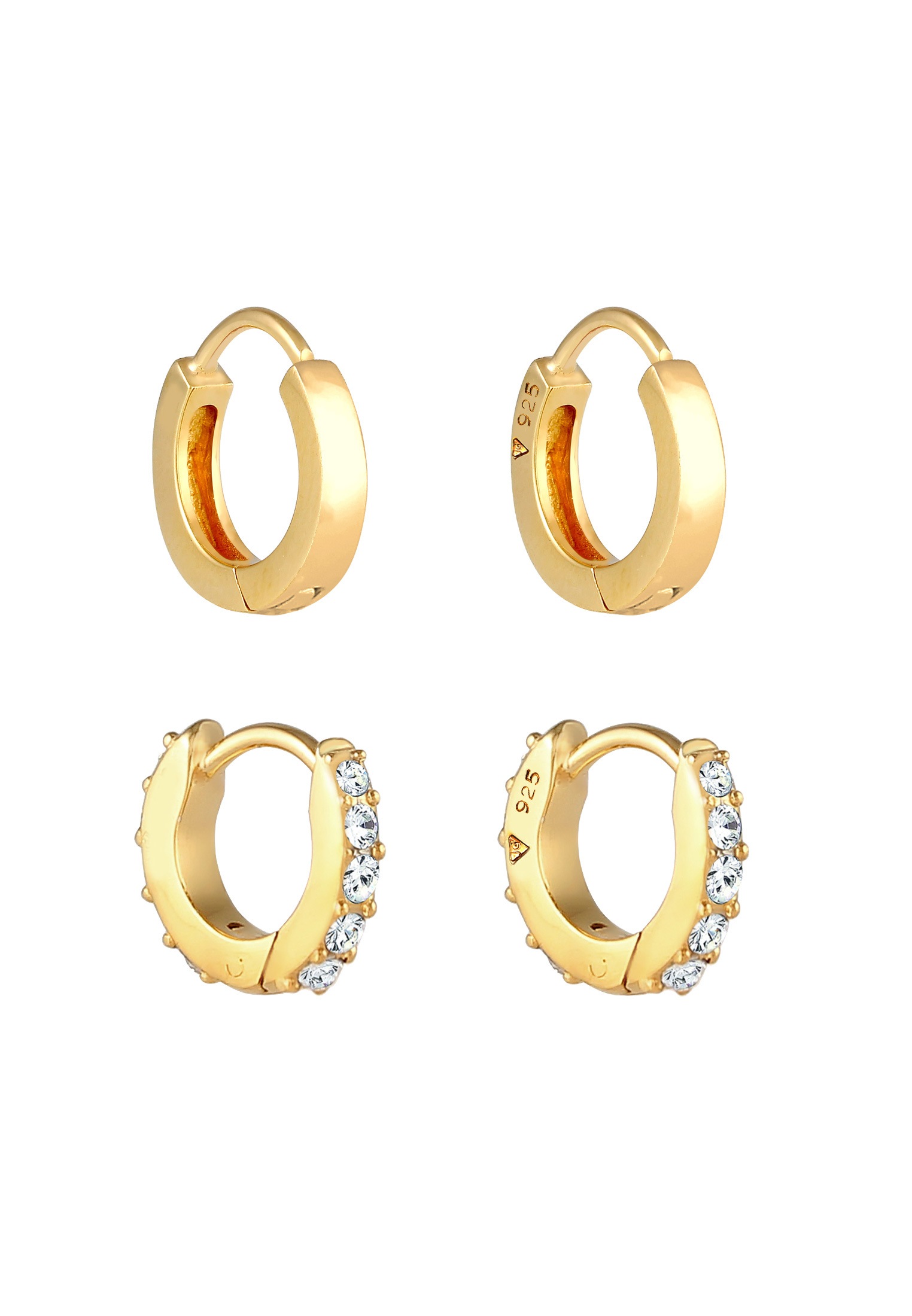 Elli Ohrstecker-Set »Ohrringe Creolen Glanz Kristalle Set 925 Silber«