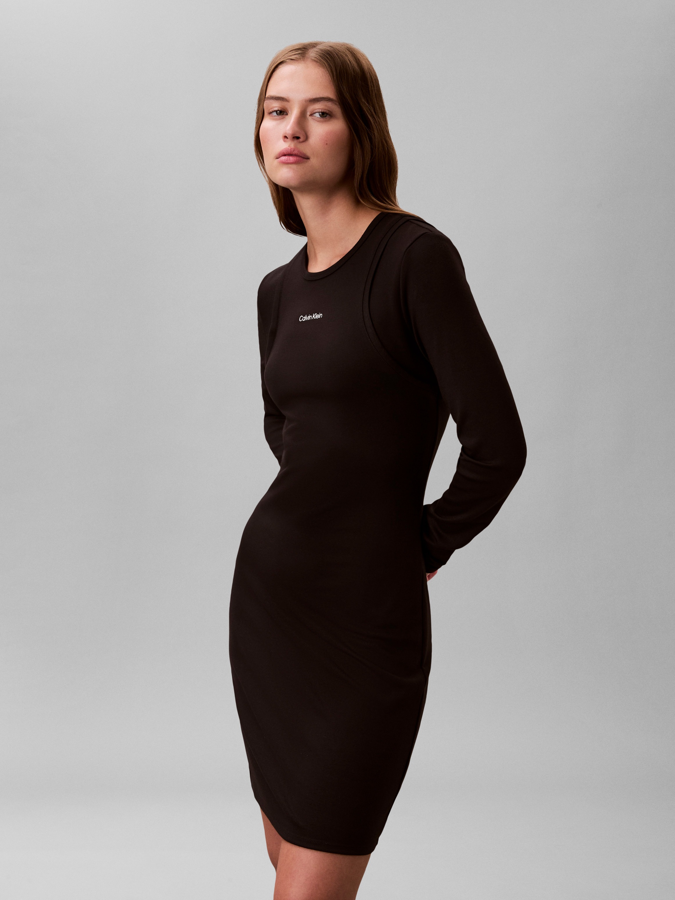 Calvin Klein Jeans Minikleid Ohne Tasche Körpernahe Passform mit Rundhalsausschnitt