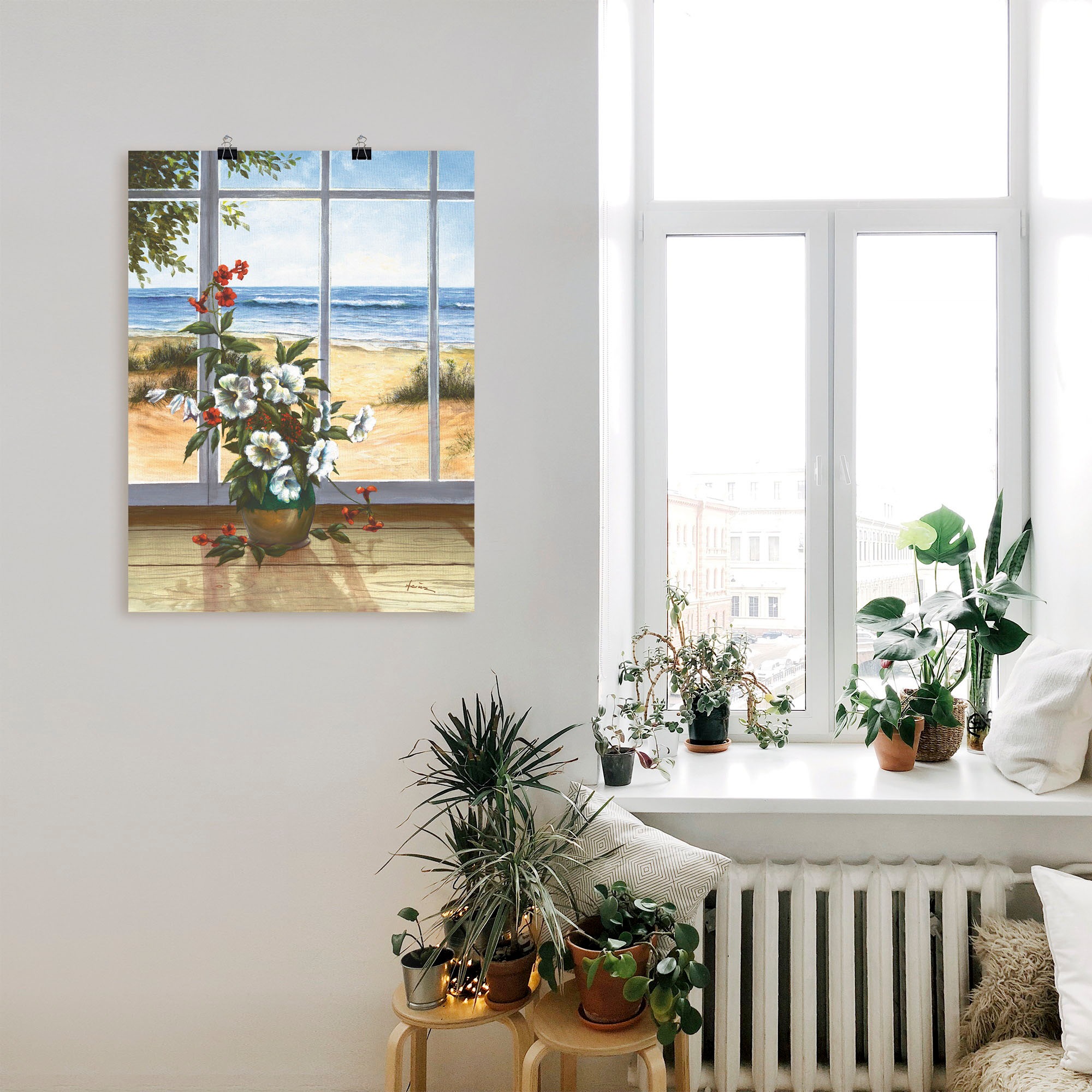 Artland Wandbild »Meerblick« Fensterblick 1 Stk. tlg. als Leinwandbild, Poster in verschied. Größen