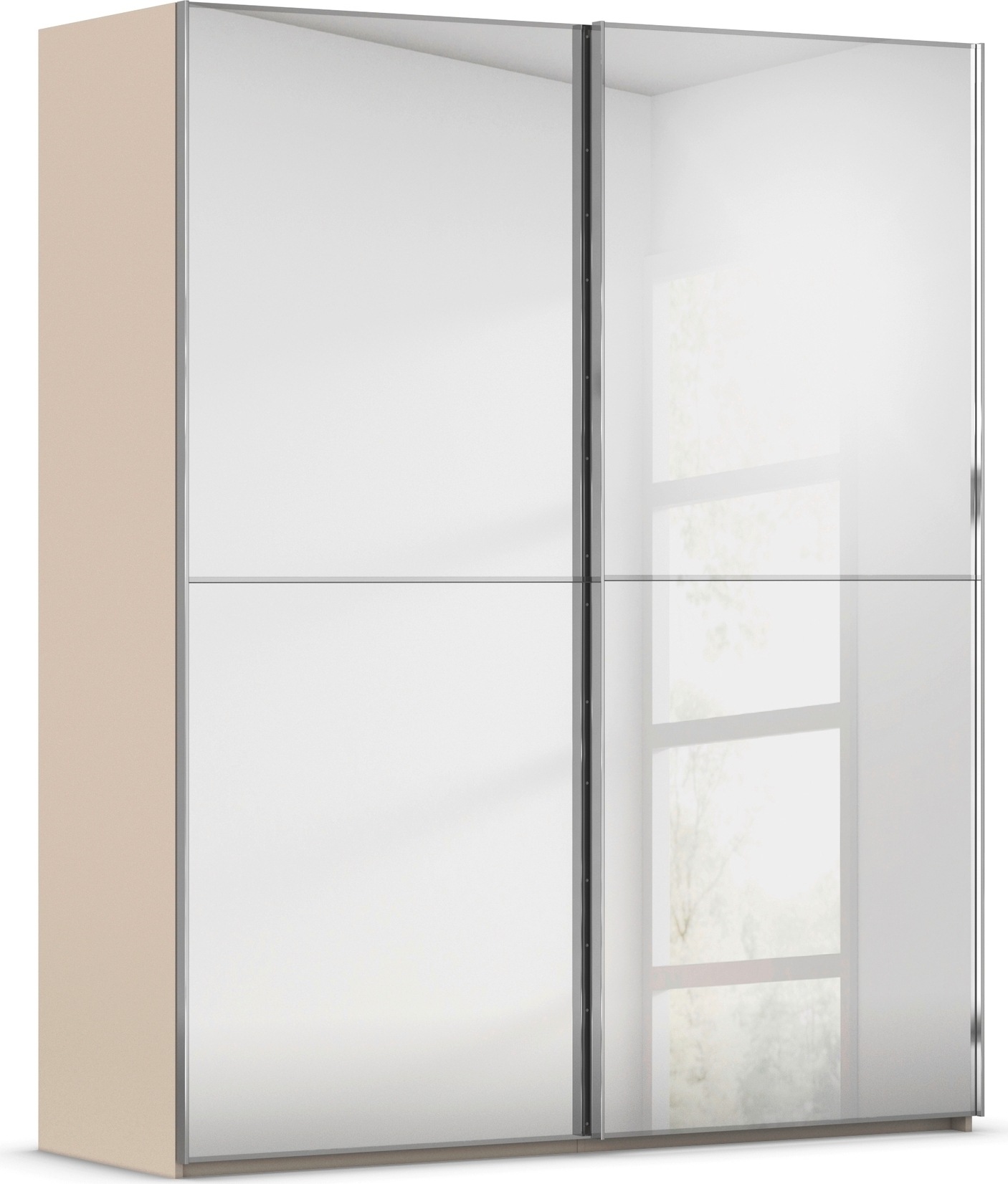 rauch Schwebetürenschrank »Kleiderschrank Schrank Garderobe Schlafzimmerschrank SCALE-DUO« edle zweigeteilte Türen Spiegelfront und 3 Zierleisten MADE IN GERMANY