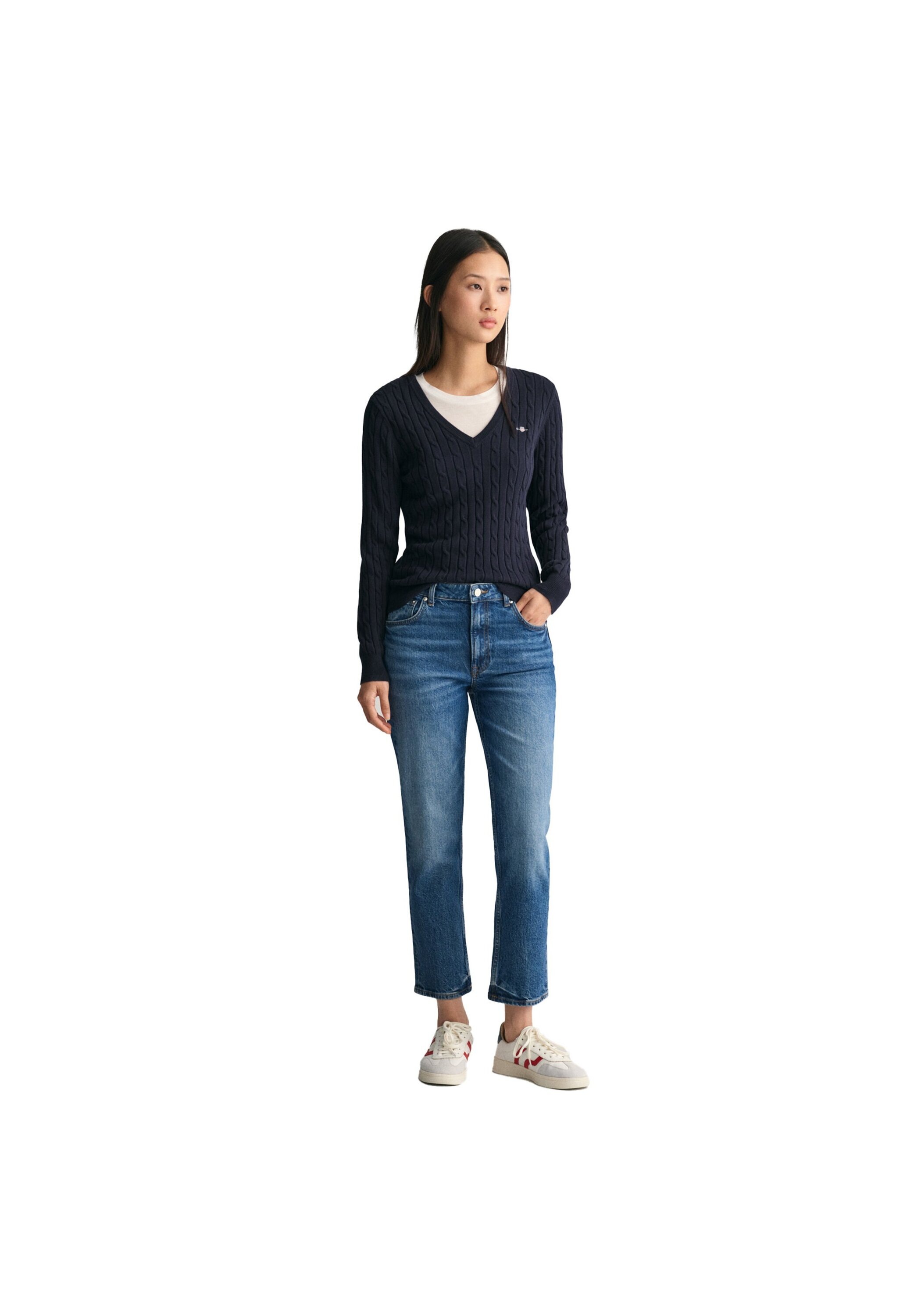 Gant Sweater »Strickpullover STRETCH COTTON CABLE V-NECK«