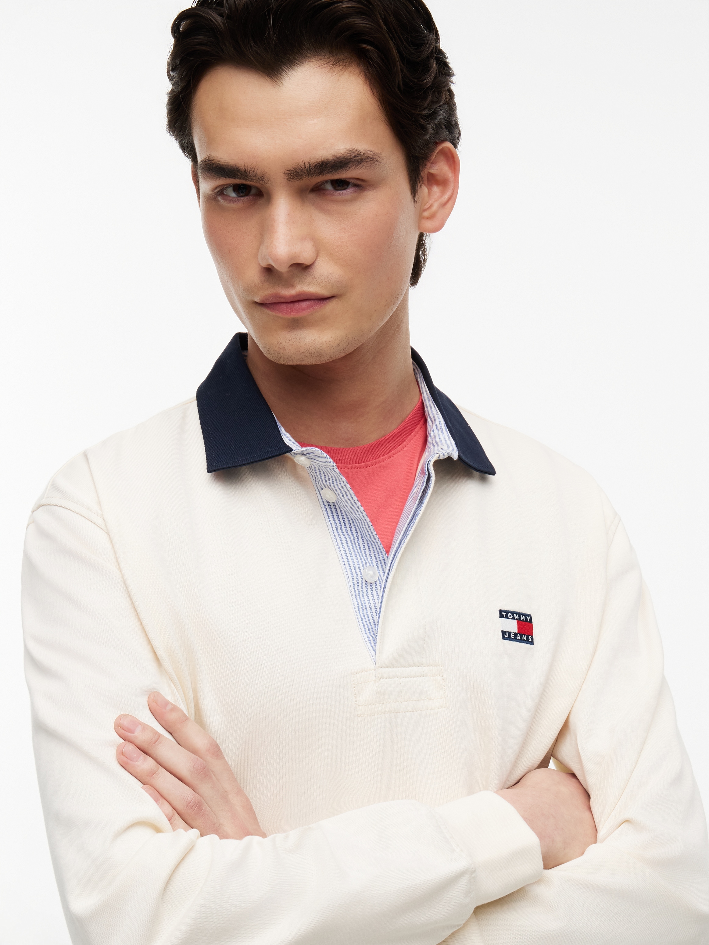 Tommy Jeans Langarm-Poloshirt »TJM RLX ESS BADGE RUGBY EXT« Relaxed Fit Rugby-Shirt