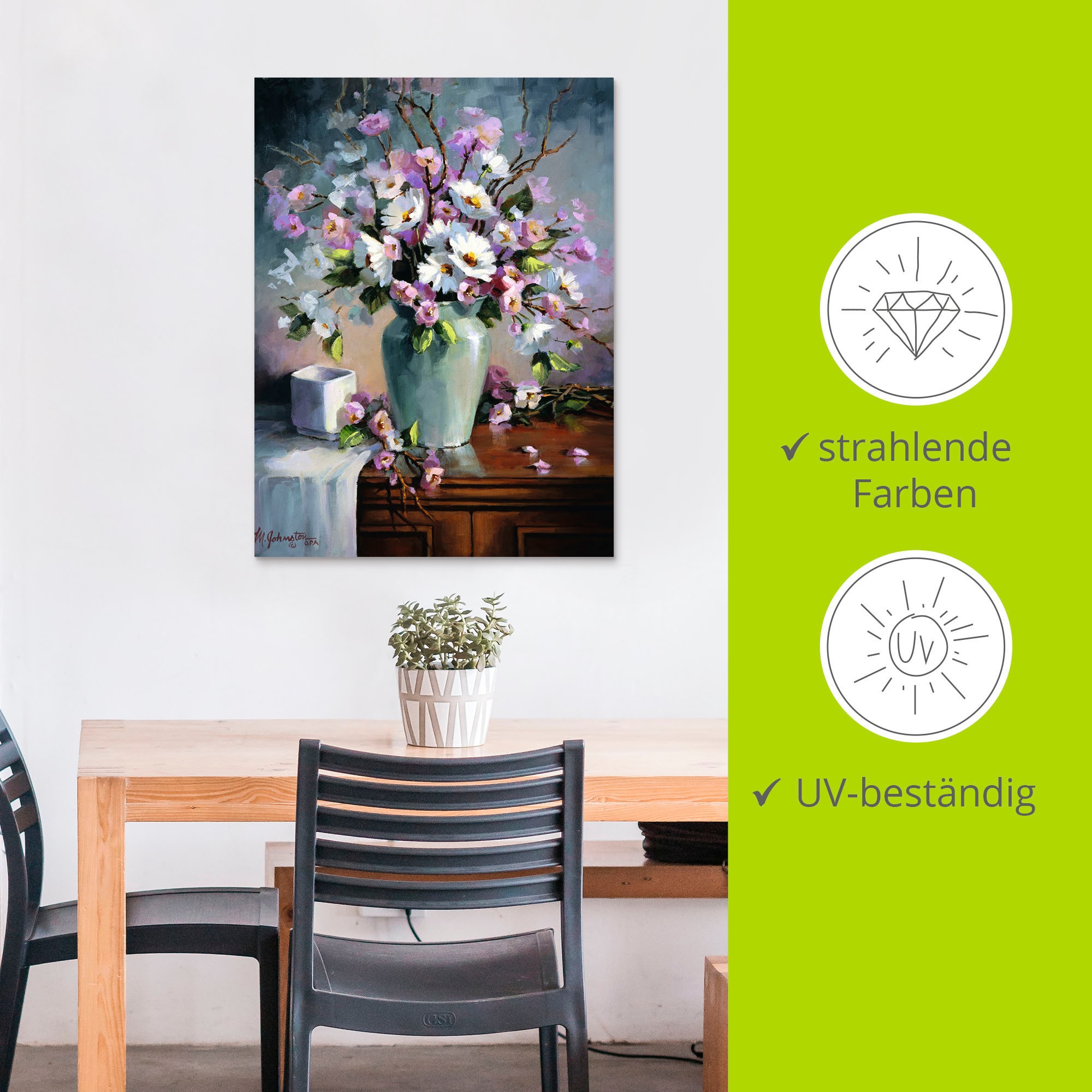 Artland Alu-Dibond-Druck »Apfel und Kirchblüten« Arrangements 1 Stk. tlg. für Innen- und Außenbereich geeignet, Outdoorbild