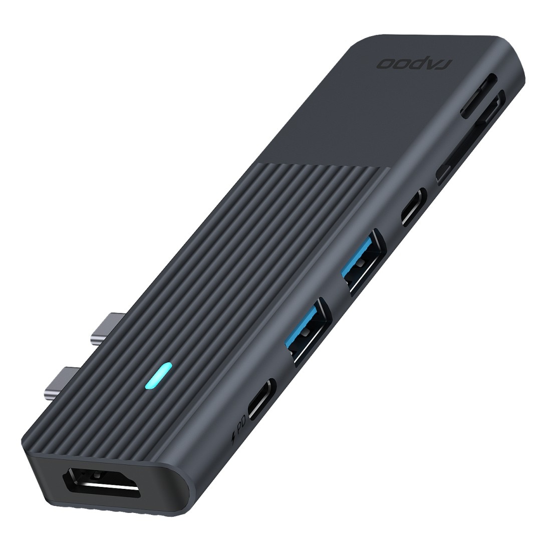 Rapoo USB-Adapter »UCM-2003 USB-C Multiport Adapter, 7in2, Grau«, USB-C zu HDMI-USB 3.0 Typ A-SD-Card-MicroSD-Card