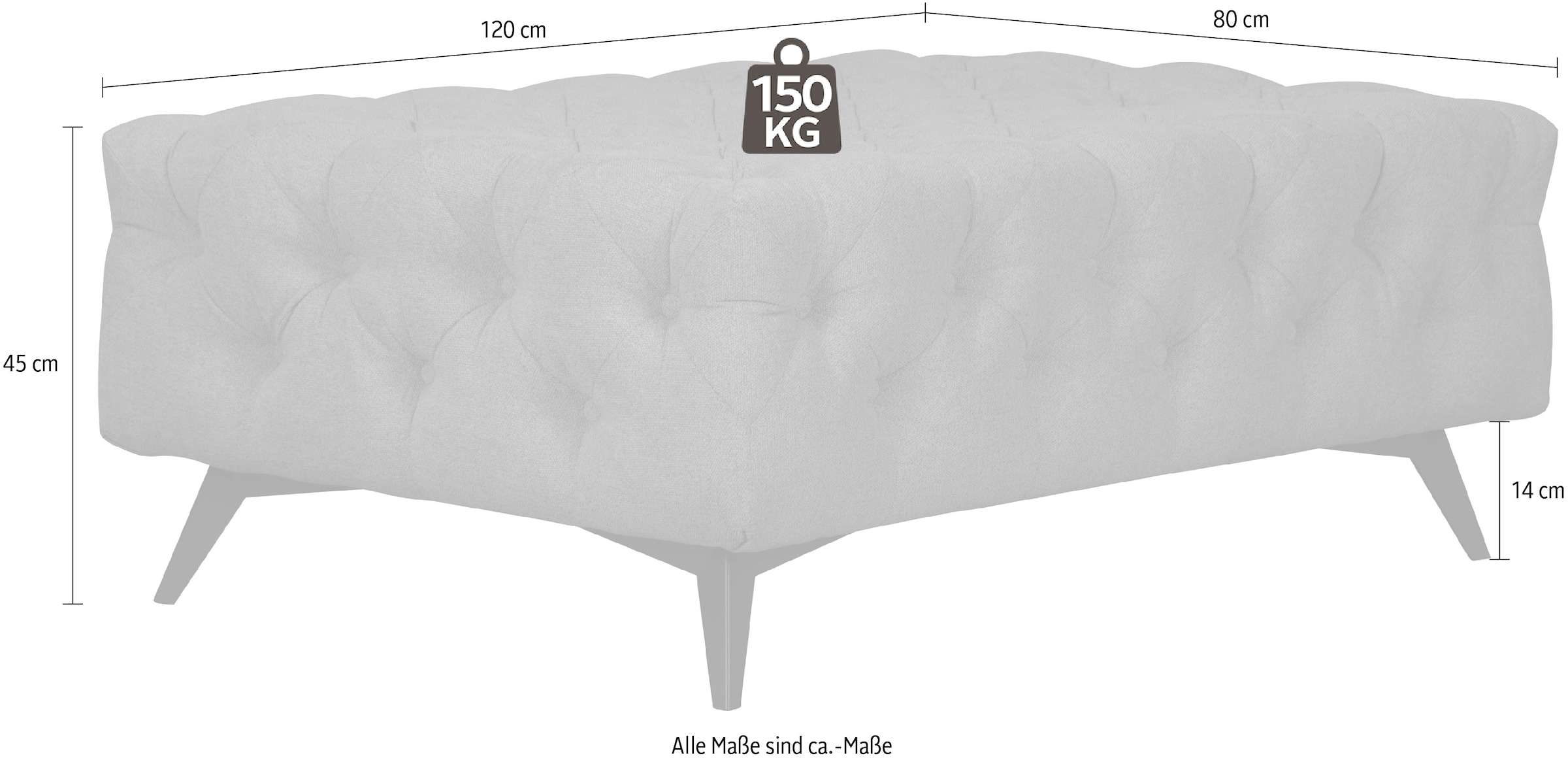 Leonique Polsterhocker »Amaury«, Chesterfield-Optik, Breite 120cm, Fußfarbe wählbar