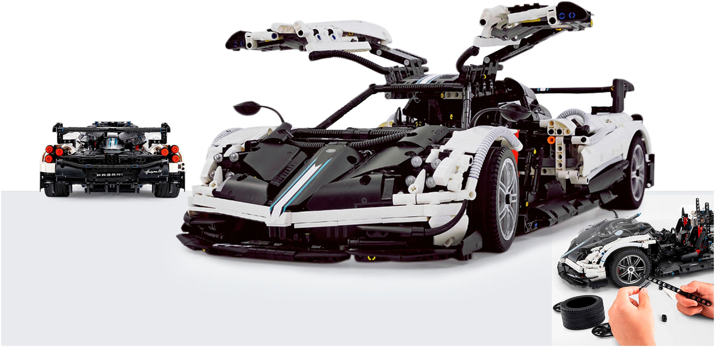 Jamara Konstruktions-Spielset »Pagani Huayra BC 1:8 weiss Bricks«, (2892 St.), im Maßstab 1:8, offiziell lizensiert