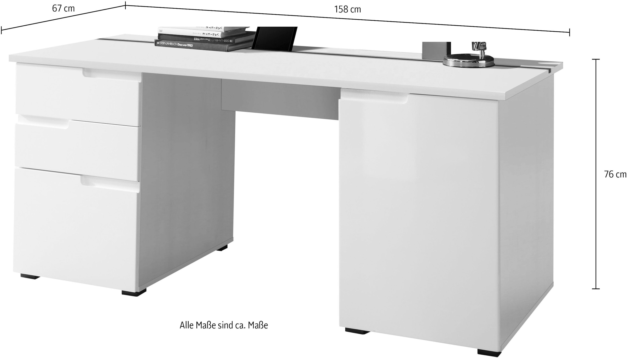 BEGA OFFICE Schreibtisch »Spice«, Home Office Desk mit Griffmulden, in 2 Breitenvarianten