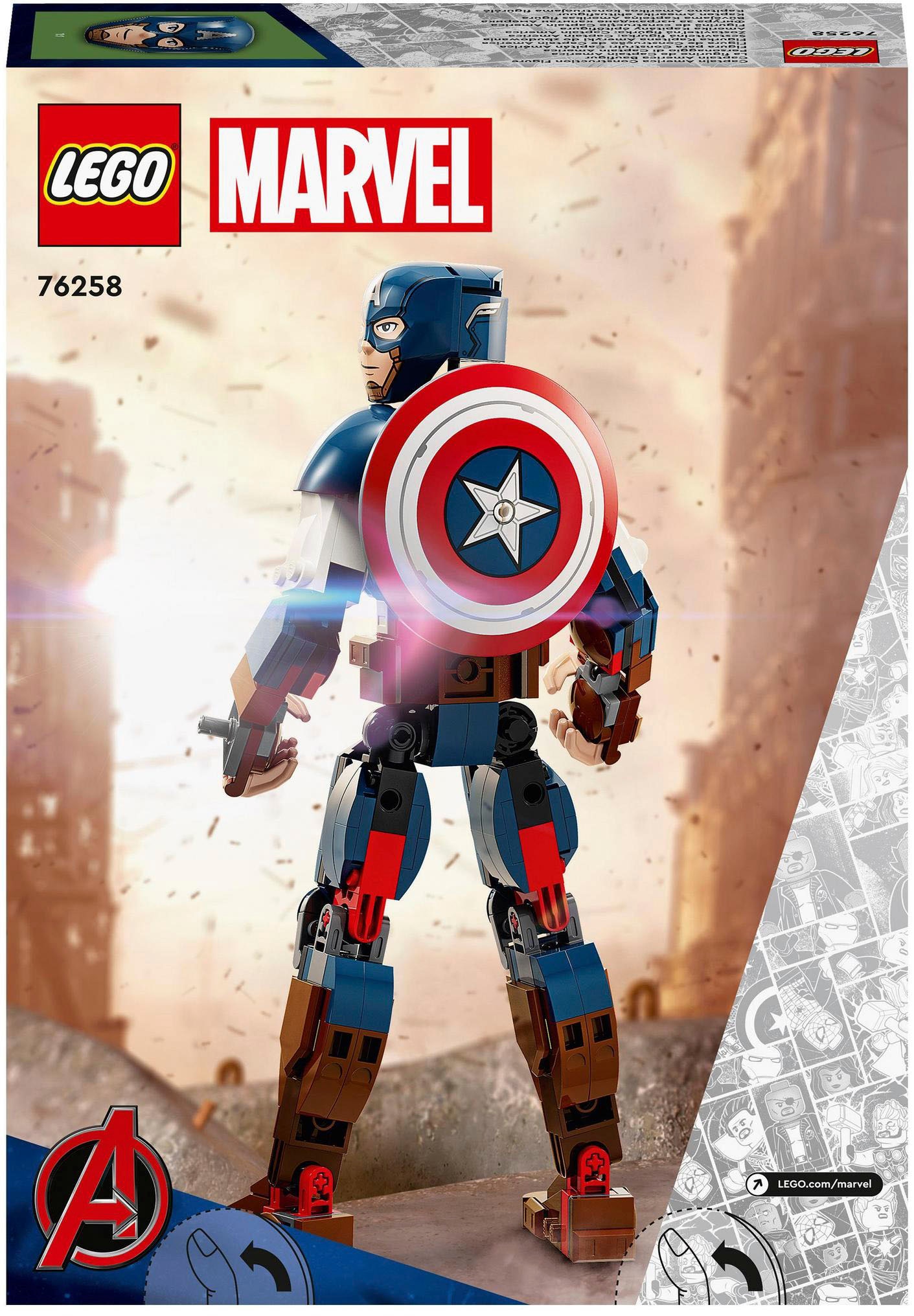 LEGO® Konstruktionsspielsteine »Captain America Baufigur (76258), LEGO® Marvel«, (310 St.), Made in Europe