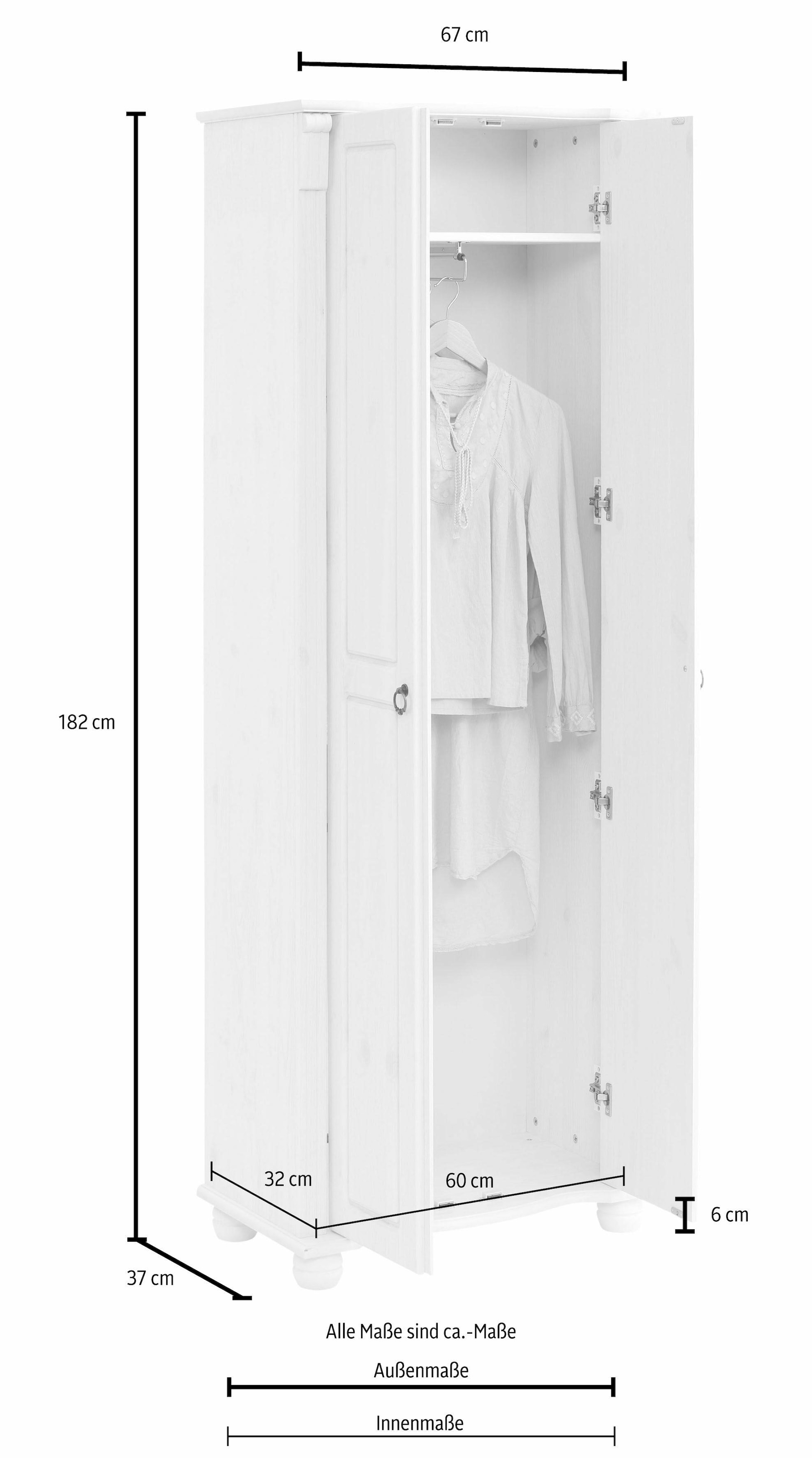 Home affaire Garderobenschrank, Florenz», 67 cm breit, aus massiver Kiefer  auf Rechnung kaufen
