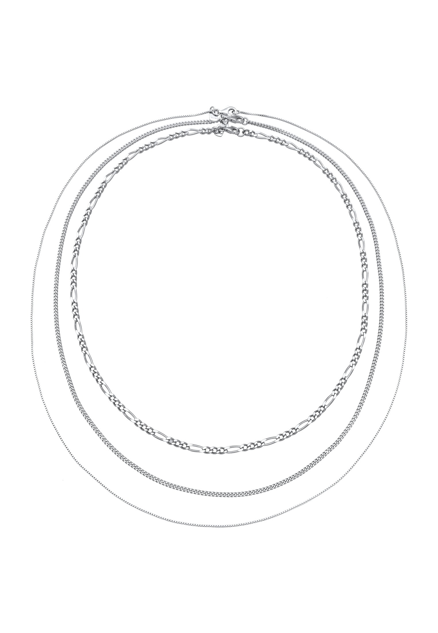 Kuzzoi Ketten-Set »Halskette Herren Basic 3er Set 925 Sterling Silber«
