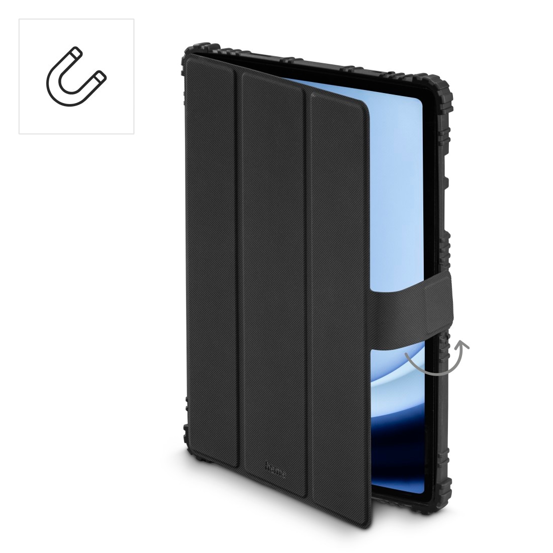 Hama Tablet-Hülle »Outdoor-Tablet-Hülle für Samsung Galaxy Tab A11+/A9+ 11", schwarz« Samsung Galaxy Tab A11+ | Tablet Stoßfest, Kantenschutz, Stiftfach, Standfunktion, Magnetverschluss