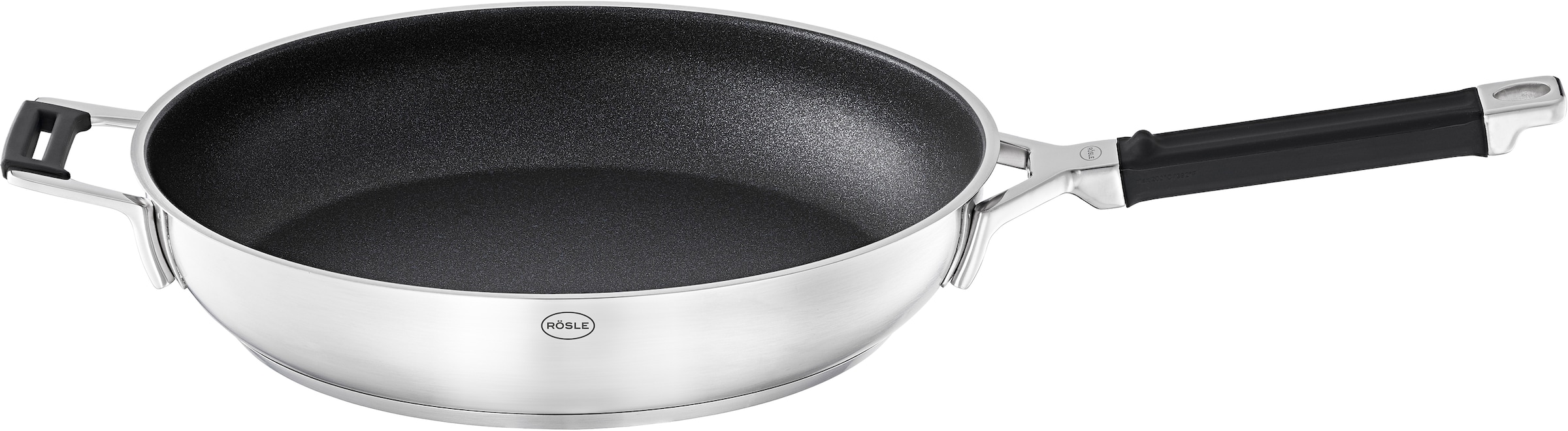 RÖSLE Bratpfanne "SILENCE PRO" Edelstahl 18/10 1 Stk. tlg. kratzfeste Premium-Antihaftversiegelung, Silikongriff, Induktion