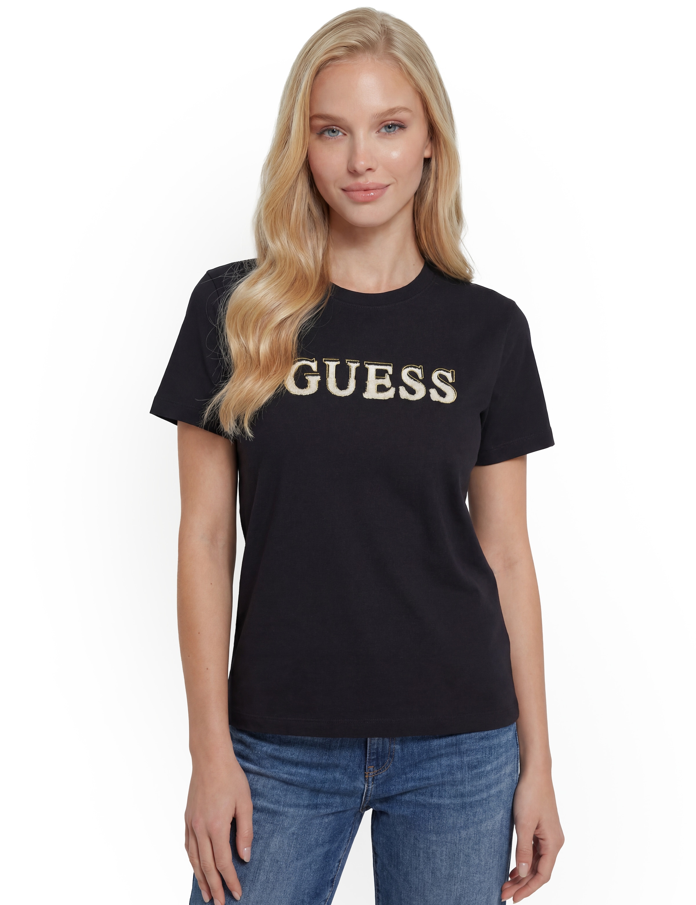 Guess T-Shirt »FAUSTA CN SS T-SHIRT« mit Logoschriftzug, Regular Fit