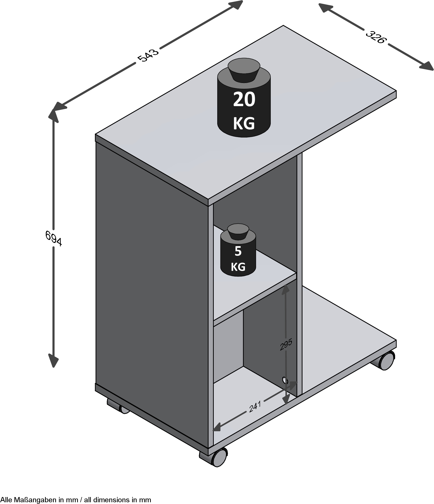 FMD Beistellwagen »Change 4« rollbar