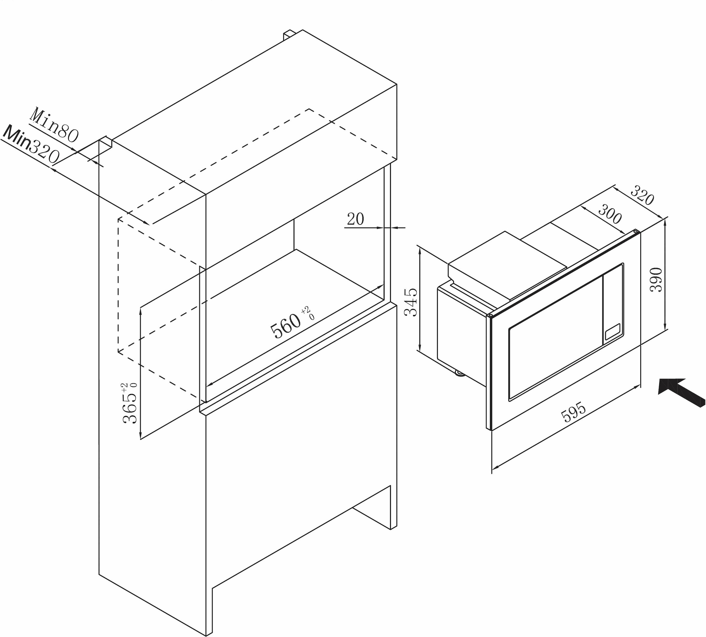 Amica Einbau-Mikrowelle »EMW 13185 E«, Grill-Mikrowelle, 1800 W, digitaler Timer