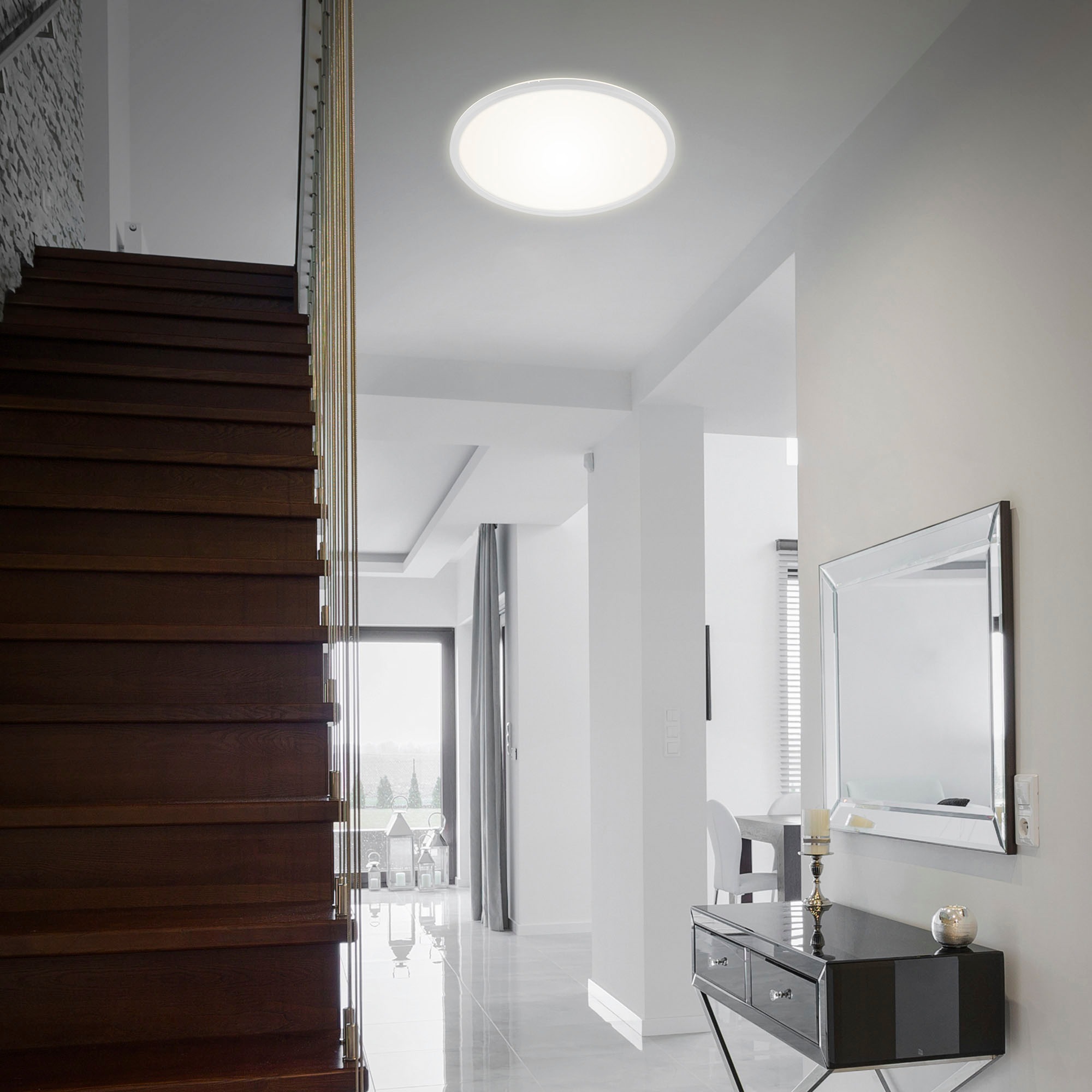 Briloner Leuchten LED Panel »7080016 SLIM«, Leuchtmittel LED-Board | LED fest integriert, Deckenlampe, 42x2,9cm, Weiß, 22W, Wohnzimmer, Schlafzimmer, Küche