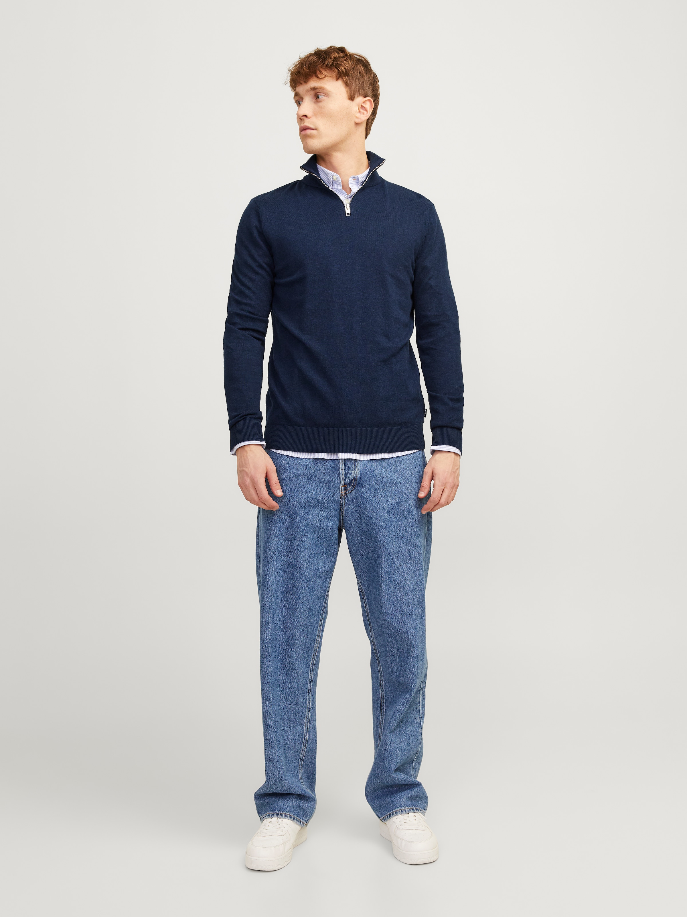 Jack & Jones Strickpullover »EMIL KNIT HALF ZIP«, mit kurzem Reißverschluss im Troyer-Look