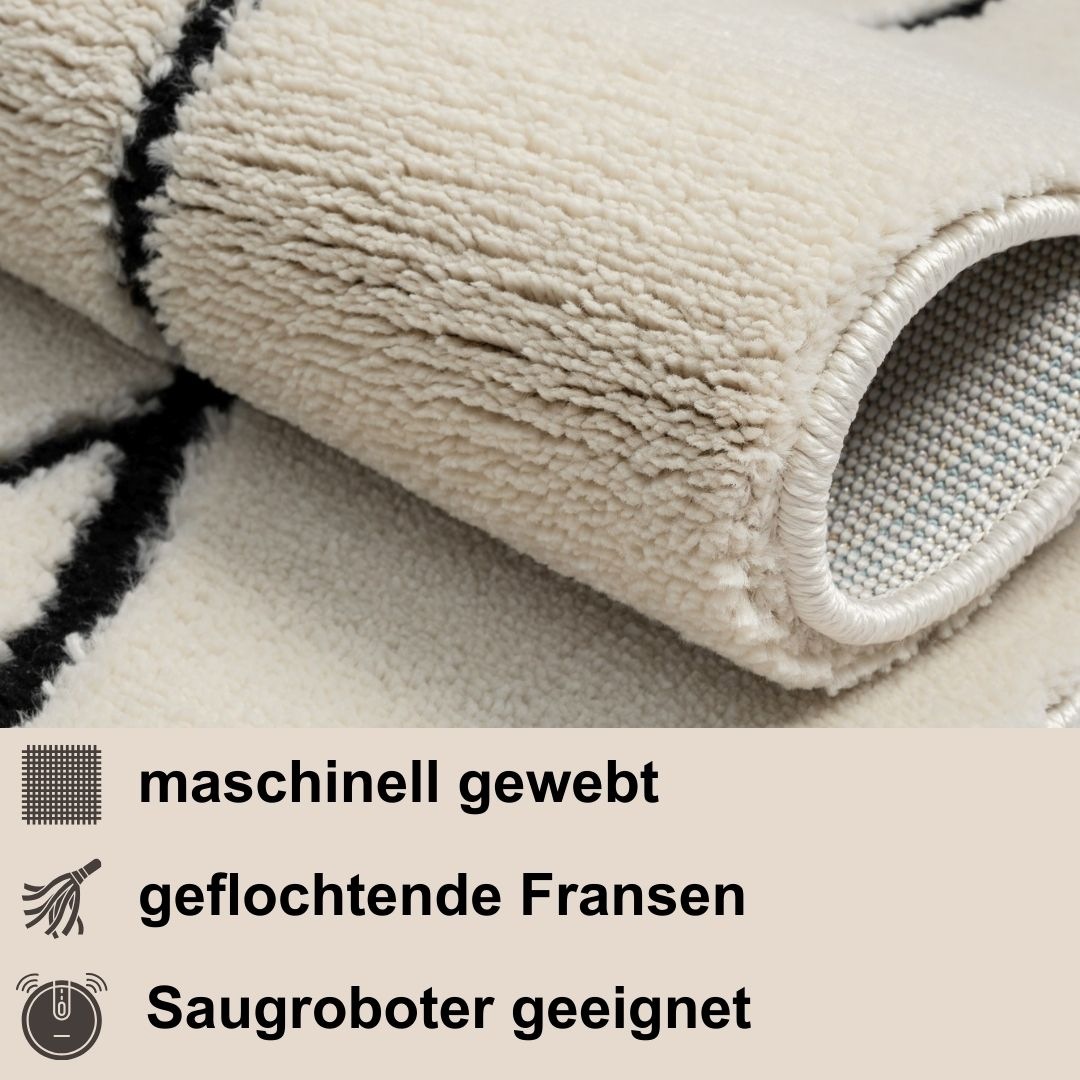 Myflair Möbel & Accessoires Hochflor-Läufer »Moroccan Handwrite«, rechteckig, 24 mm Höhe, modern, marokkanisches Design, flauschig weich, mit Fransen