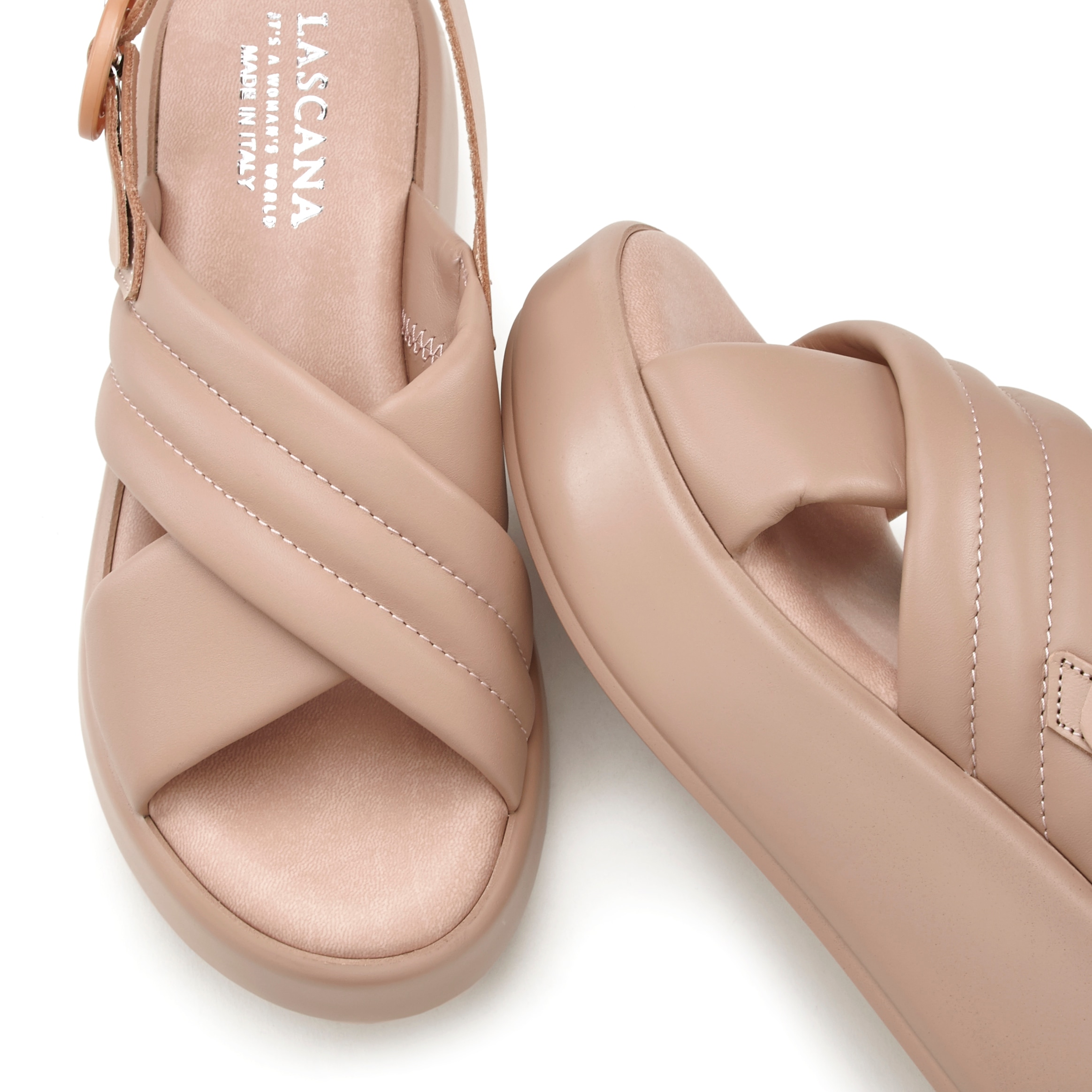 LASCANA Plateausandale »Sommerschuh«, Sandalette aus Leder mit modischem Plateau