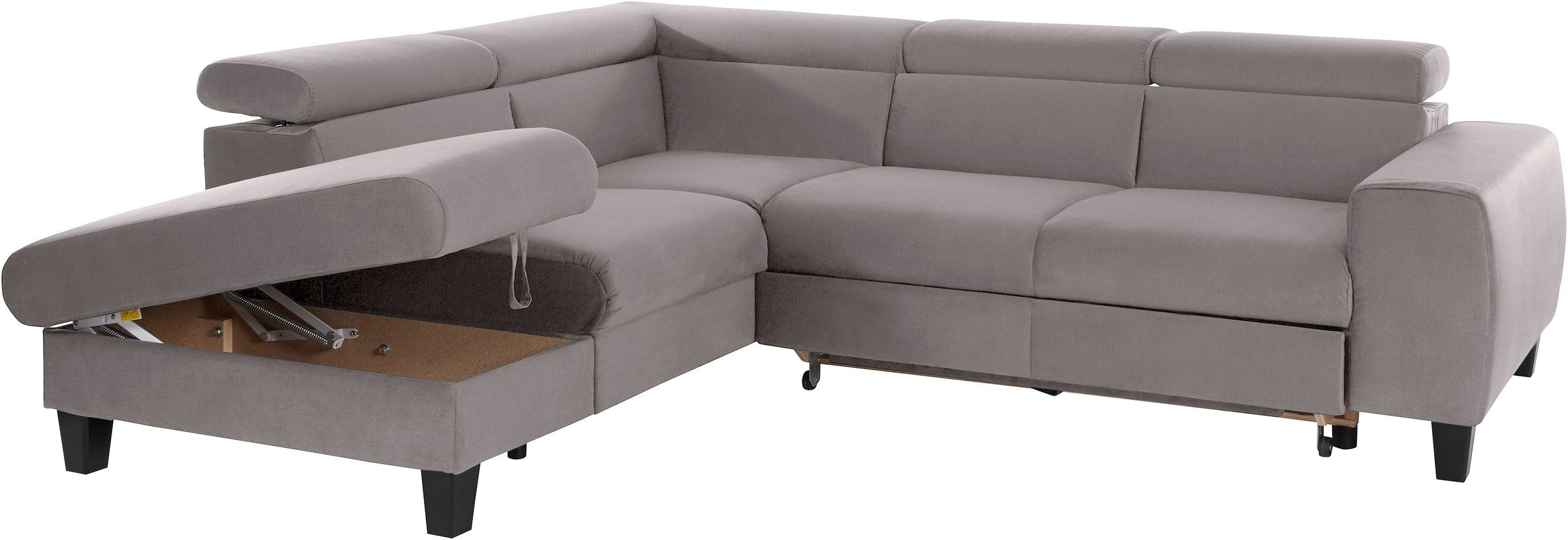 COTTA Polstergarnitur »Morven L-Form«, (Set), Set bestehend aus: Ecksofa mit Kopfteilverstellung & Hocker