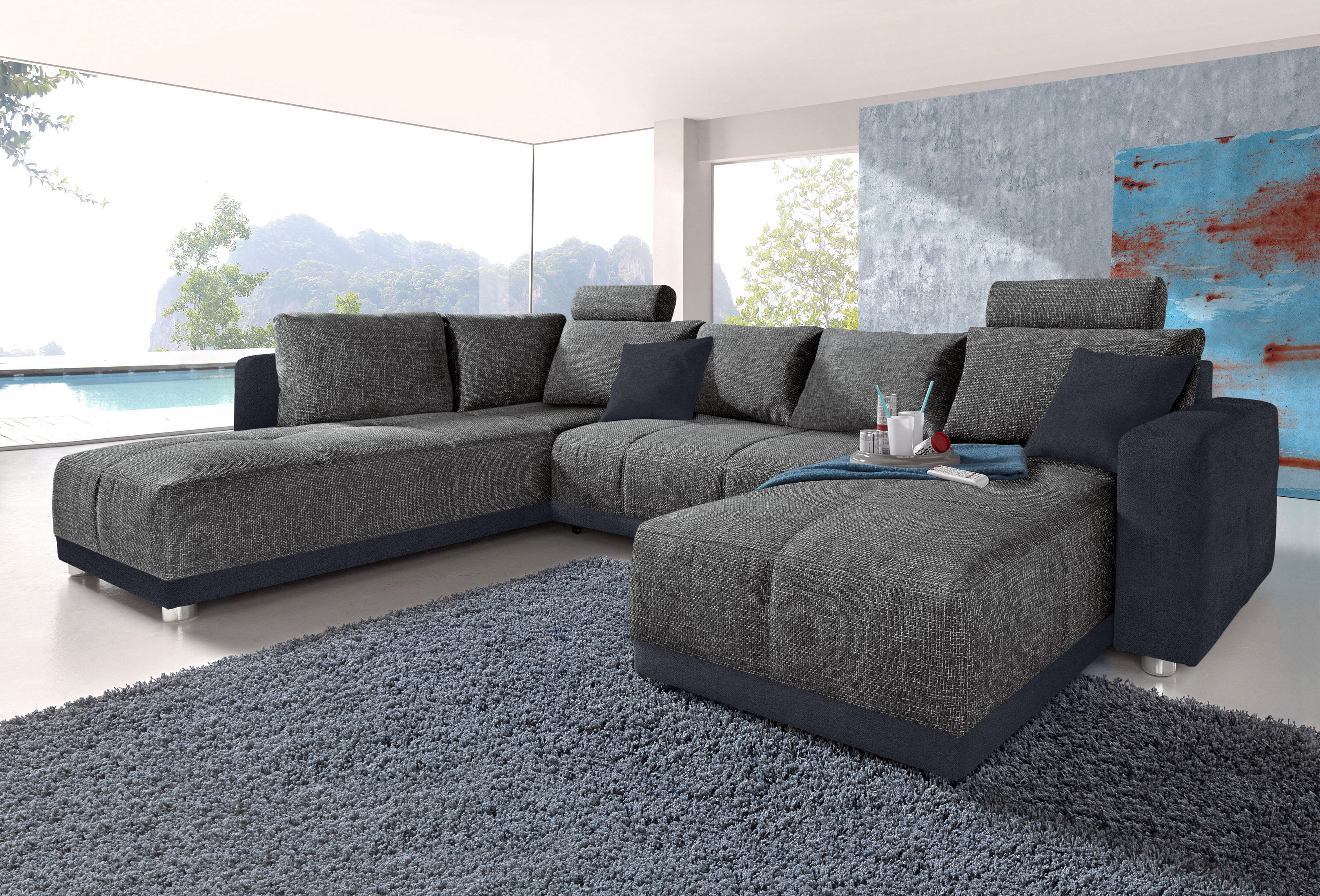Wohnlandschaft »Orlando«, mit Federkern, Bettfunktion und Bettkasten, inklusive 2...