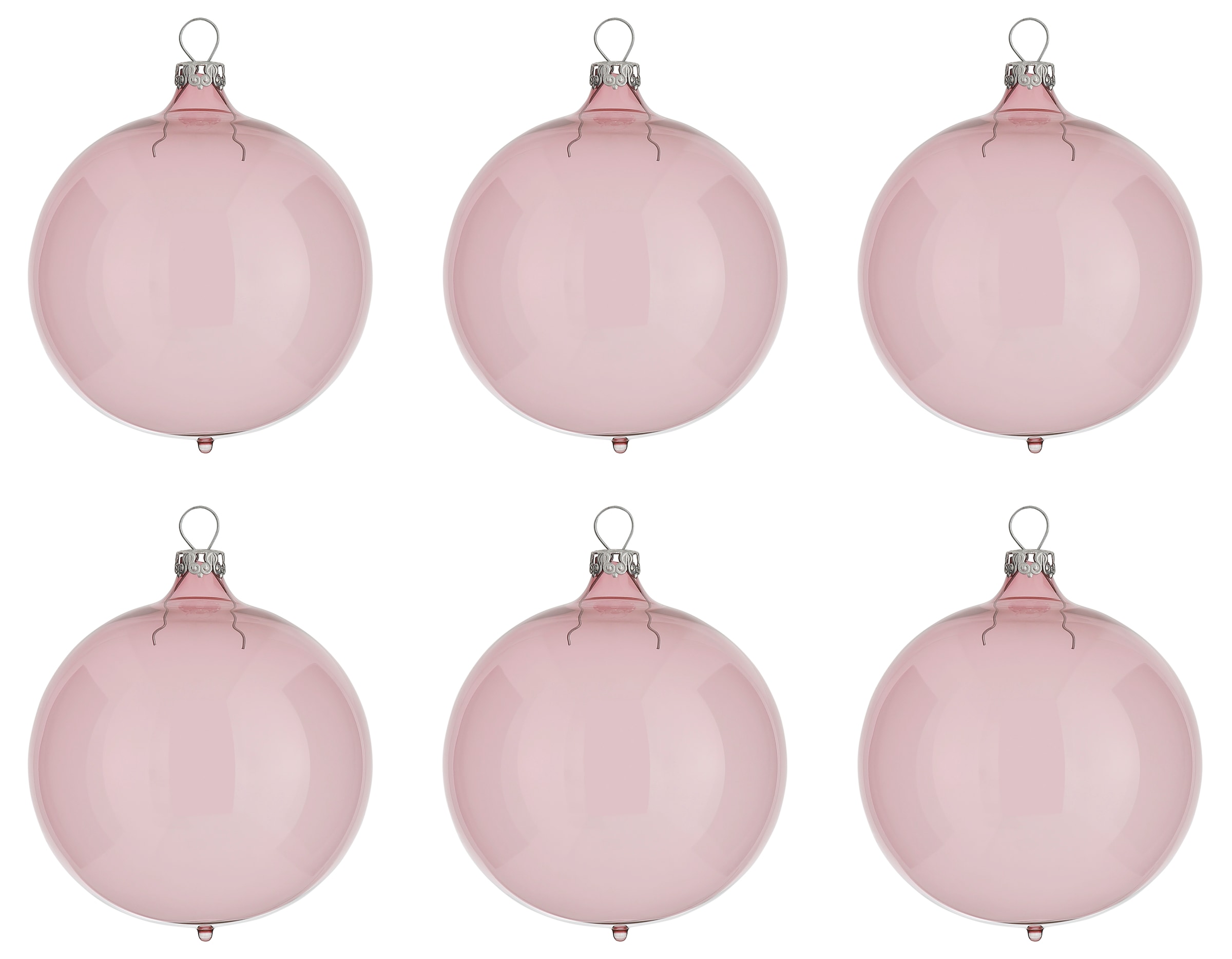 Thüringer Glasdesign Weihnachtsbaumkugel »Transparent, Weihnachtsdeko,  Christbaumschmuck, Christbaumkugeln Glas«, (Set, 6 St.), rosa online kaufen