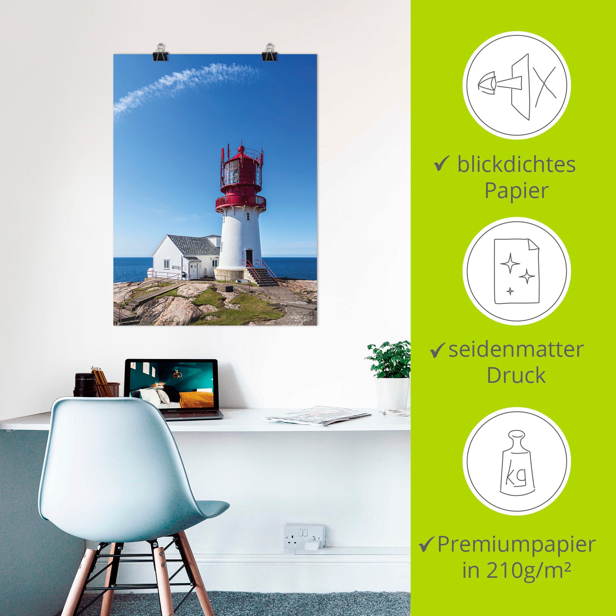 Artland Wandbild »Leuchtturm Lindesnes Fyr in Norwegen«, Gebäude, (1 St.), als Alubild, Leinwandbild, Wandaufkleber oder Poster in versch. Größen