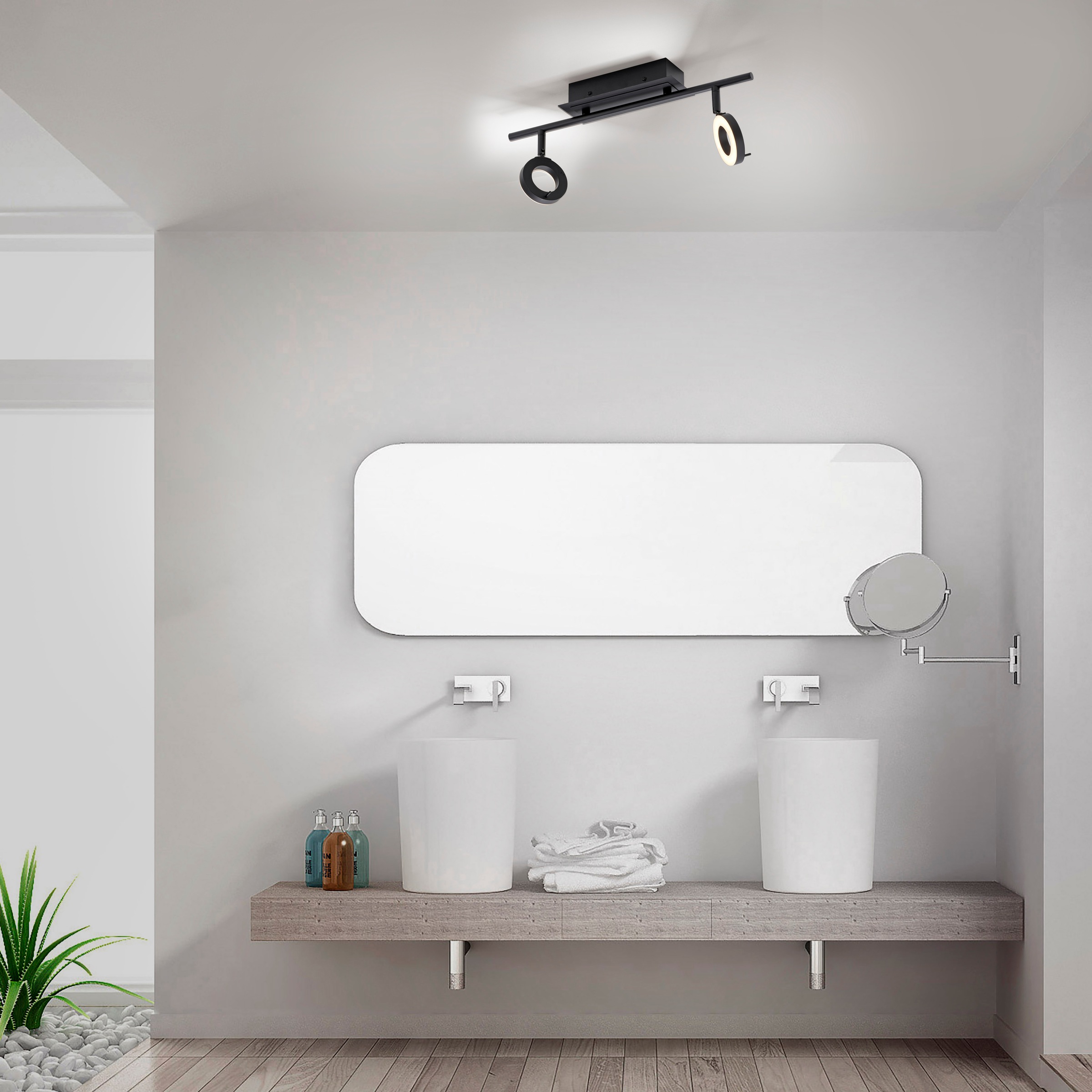 Paul Neuhaus Deckenleuchte »SILEDA«, 2 flammig, Leuchtmittel LED-Board | LED fest integriert, inkl. festverbaute LED, IP44, Spotköpfe verstellbar