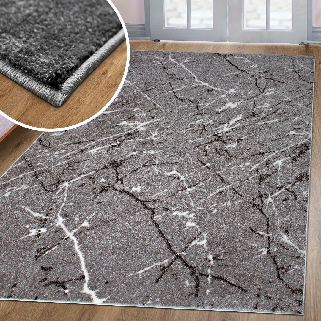 my home Teppich »Tjara«, rechteckig, 9 mm Höhe, Marmor-Design, mit besonders weichem Flor, Kurzflor, dichte Qualität
