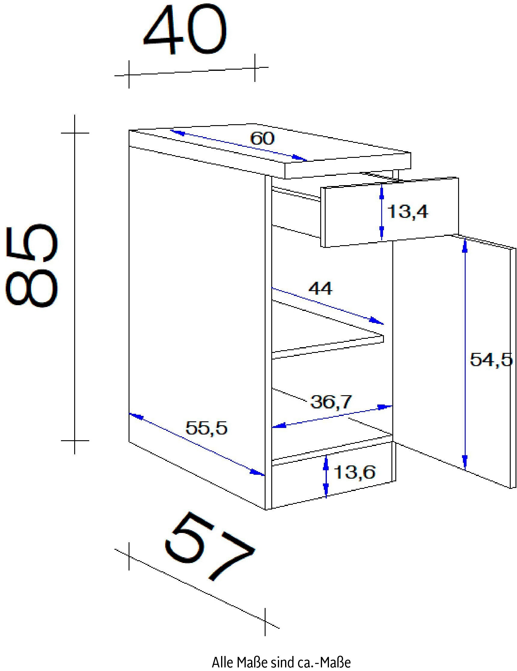 Unterschrank Raten H Flex-Well bestellen x auf 85 T) x cm (B 60 »Samoa«, x x 40