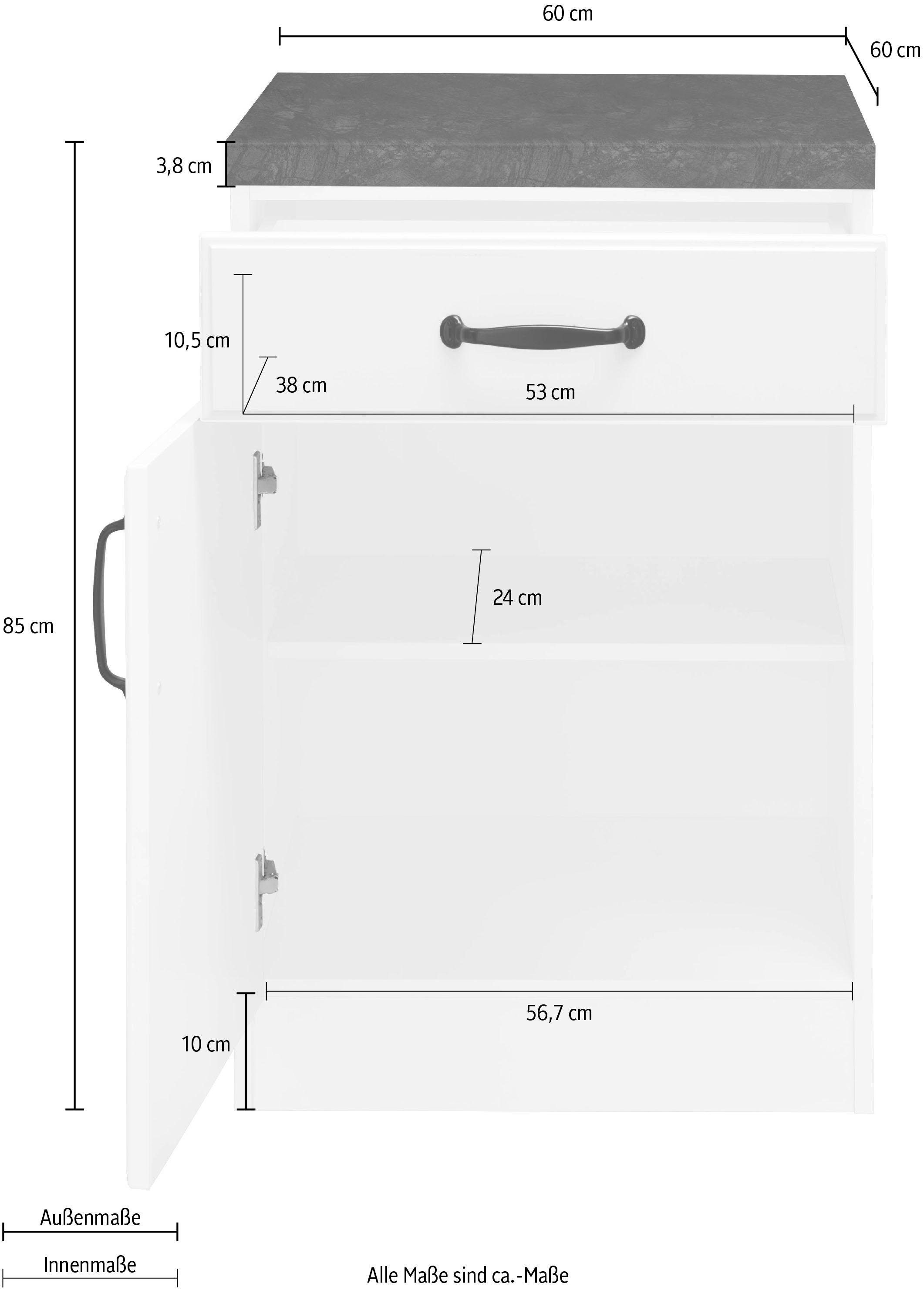 wiho Küchen Unterschrank »Erla«, 60 cm breit mit Kassettenfront