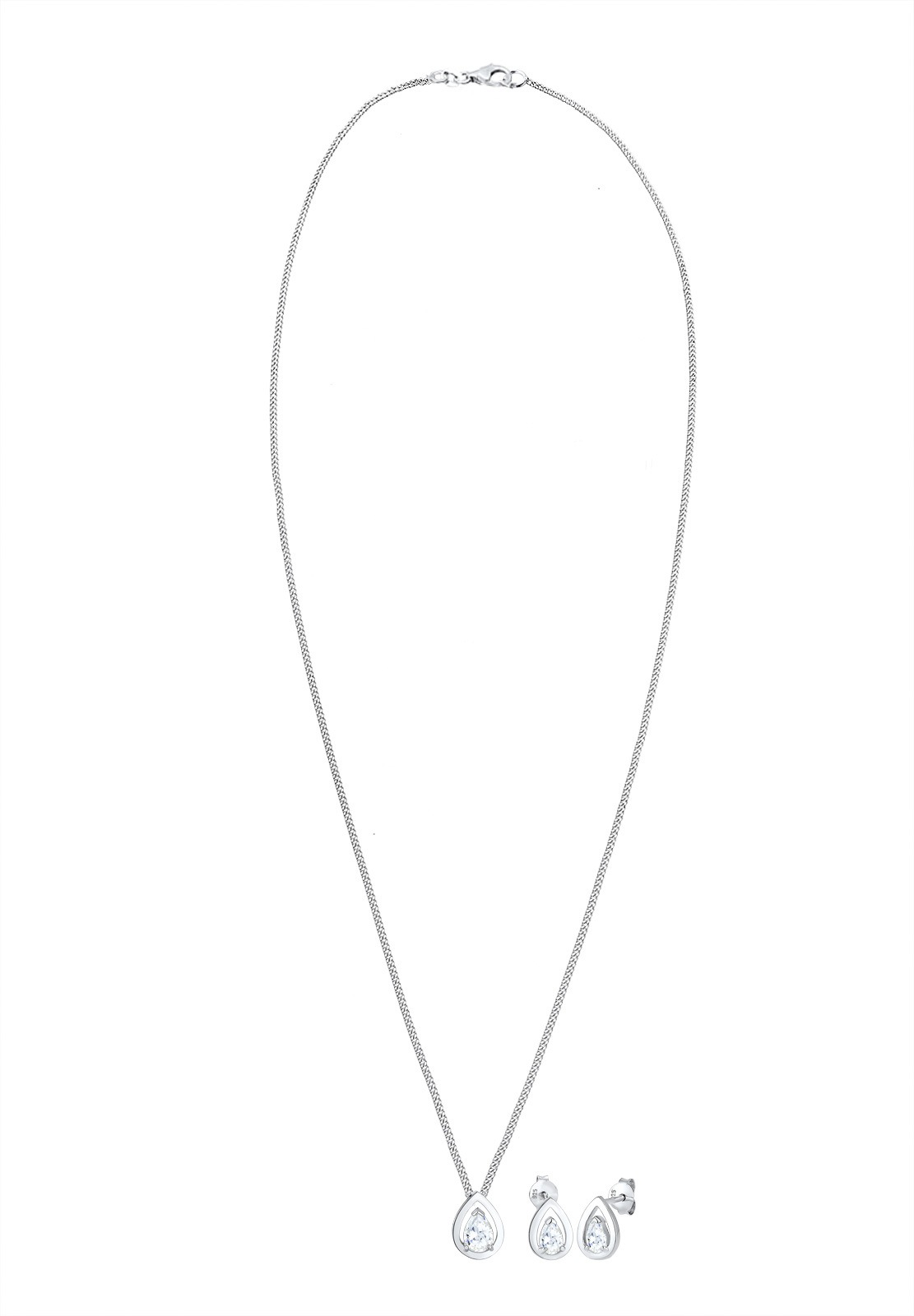 Elli Ohrring und Ketten Set »Schmuckset Set Tropfen Zirkonia Weiß 925 Sterling Silber« ()
