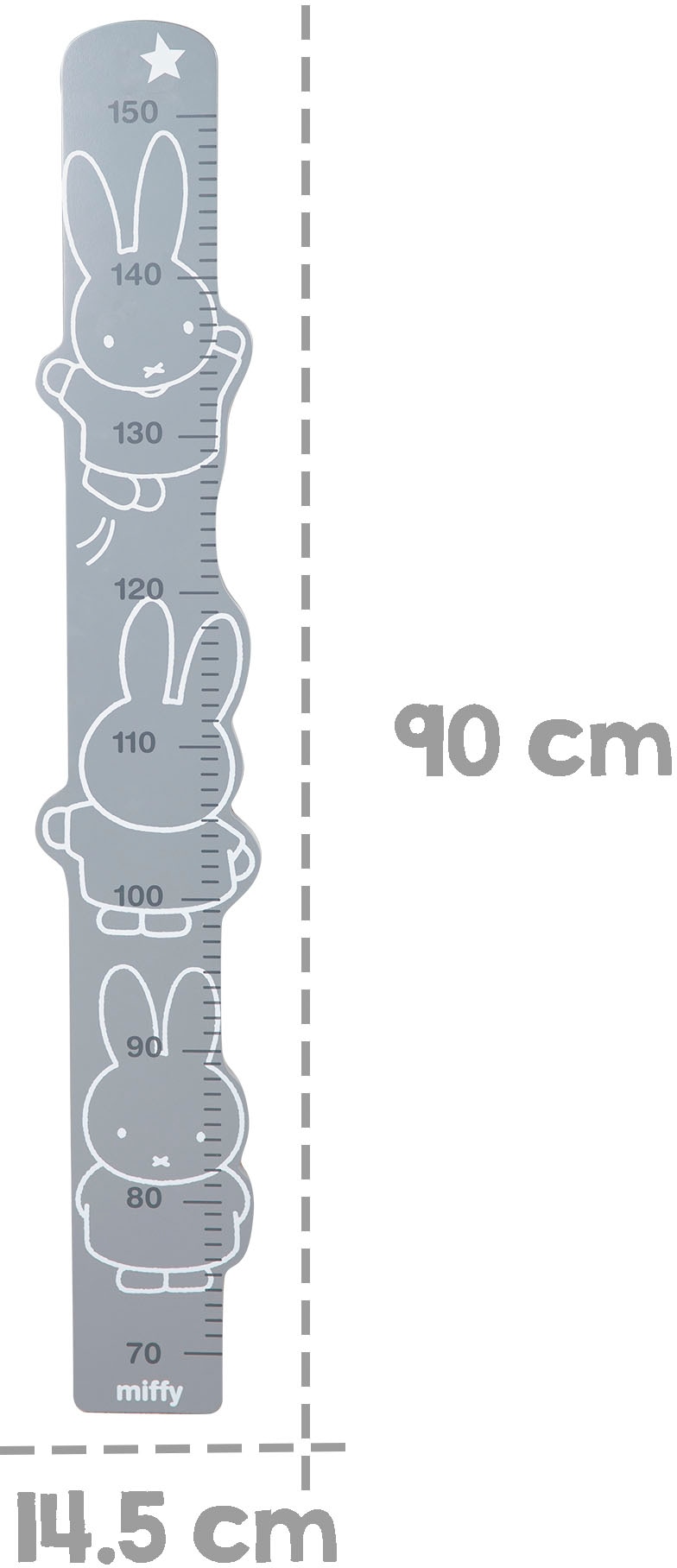 roba® Messlatte »miffy®, grau« Skala von 70 cm bis 150 cm
