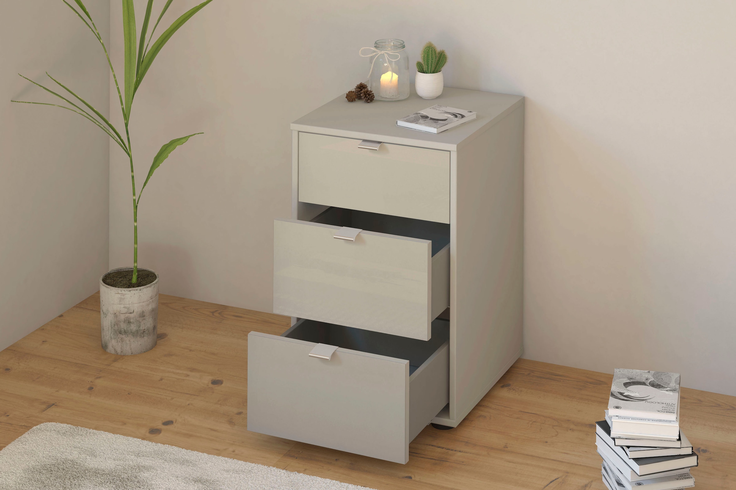 WIEMANN Nachtkonsole »Nizza«, (Set, 2 St.), vormontiert, mit Soft-Close und Glasfront