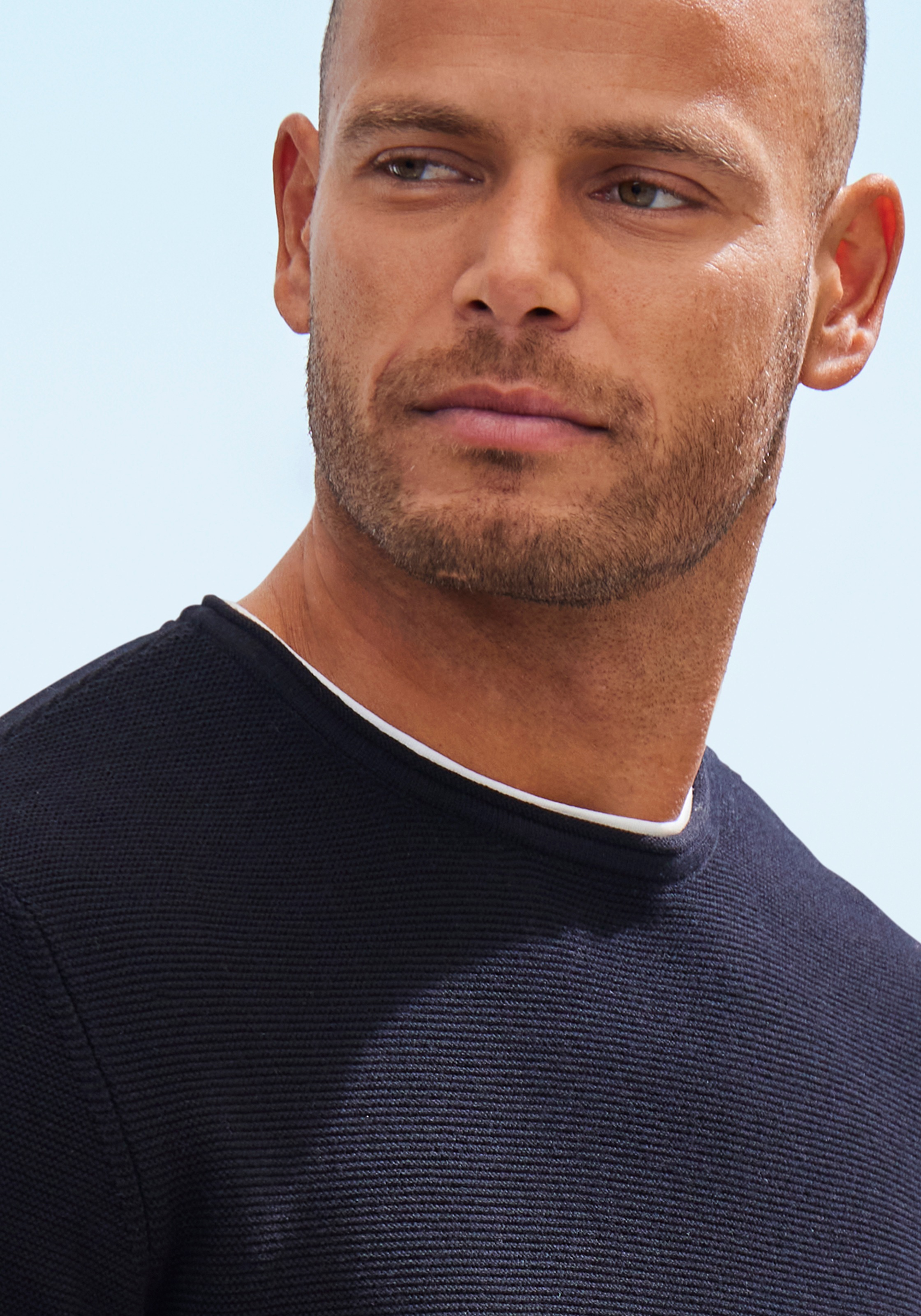 AUTHENTIC LE JOGGER Strickpullover mit Double-Layer Optik, Pullover aus reiner Baumwolle