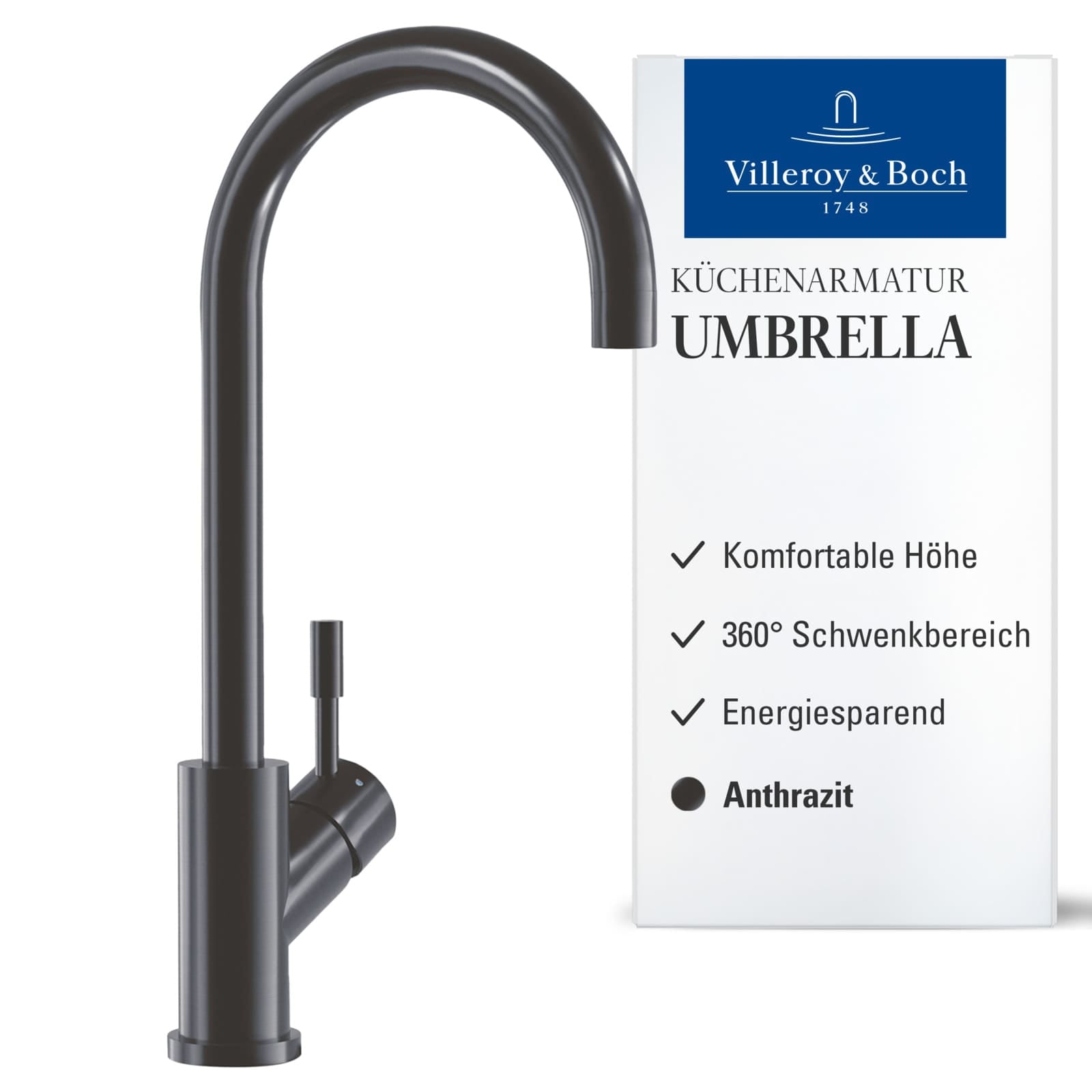 Villeroy & Boch Küchenarmatur »Küchenarmatur Umbrella 27,5 cm anthrazit« 1 Stk. tlg.