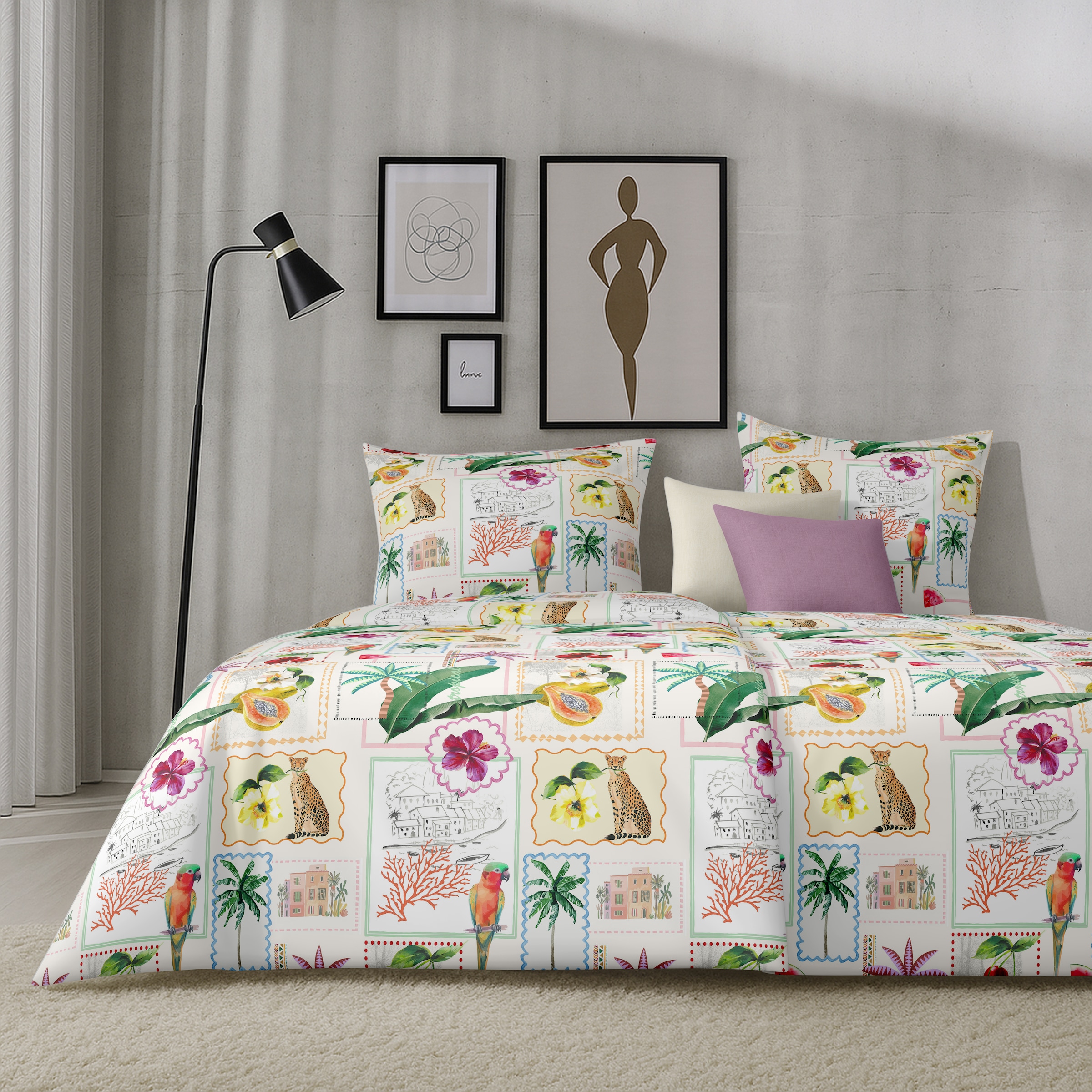 APELT Bettwäsche »Bahia GOTS« 2 tlg. Bettwäsche-Set mit Reißverschluss, Baumwoll-Satin, Digitaldruck