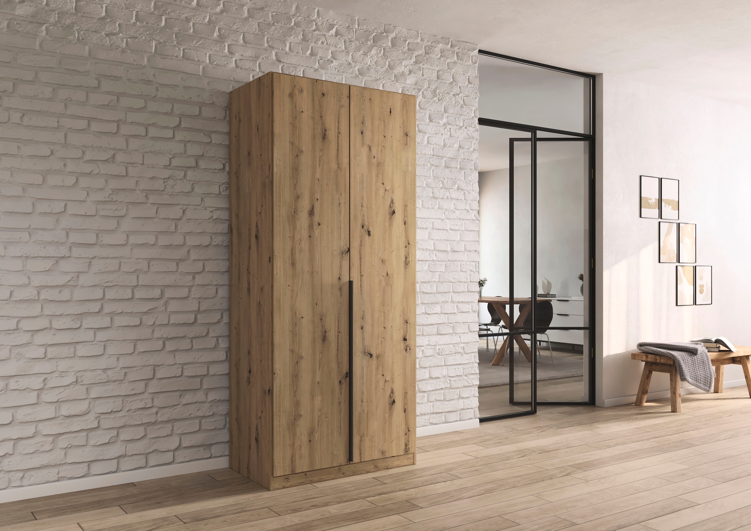 OTTO home Drehtürenschrank »Kleiderschrank Schrank Garderobe AGORDO TOPSELLER Schlafzimmer« in zwei Griff-Farben, Breiten 91-360 cm, Dekor- oder Hochglanzfront,  durchdachte Innenausstattung, in 7 Breiten und 2 Höhen MADE IN GERMANY