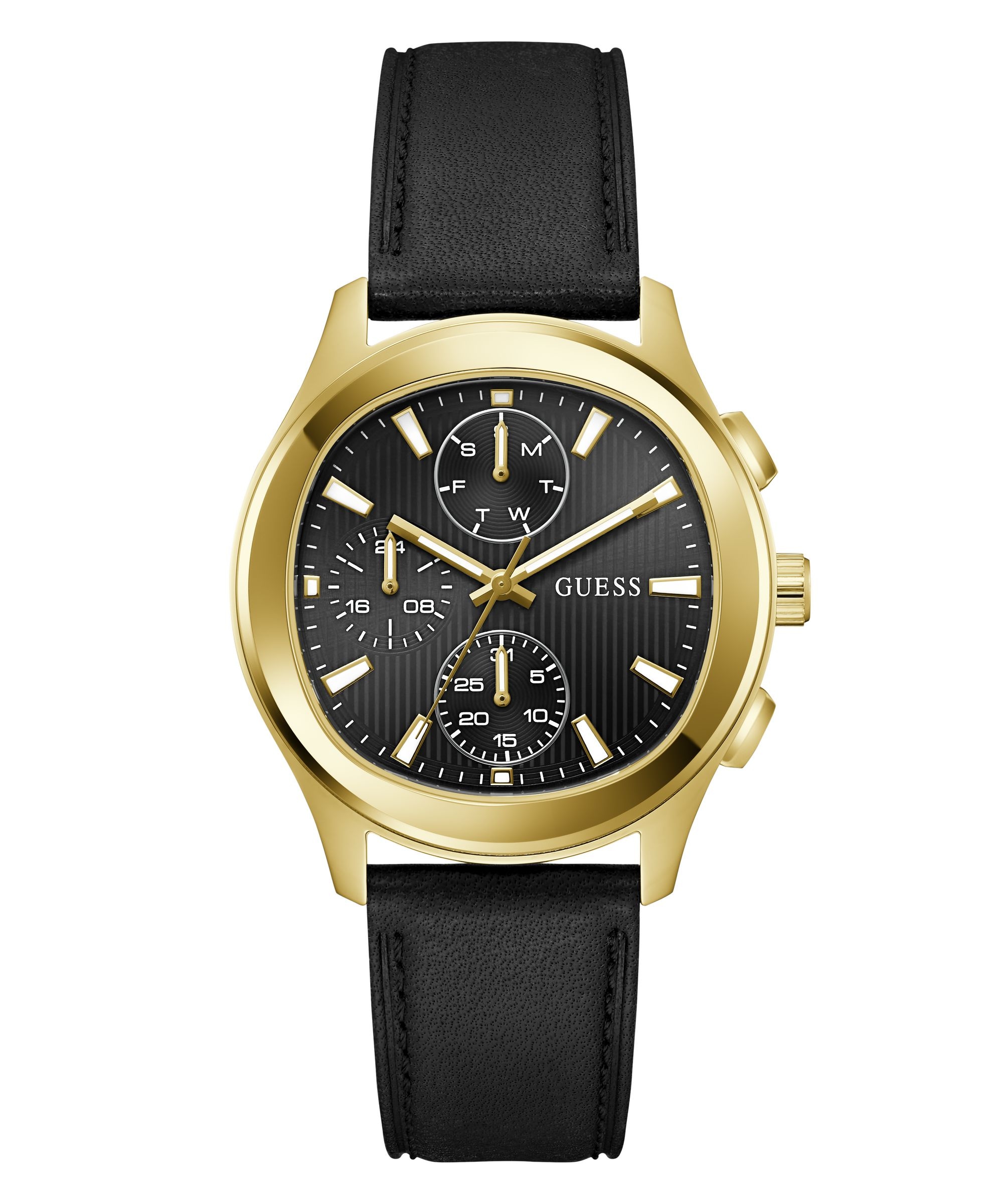Guess Multifunktionsuhr »PALMER« Quarzuhr, Armbanduhr, Herrenuhr, Lederarmband, analog, Wochentag, Tag